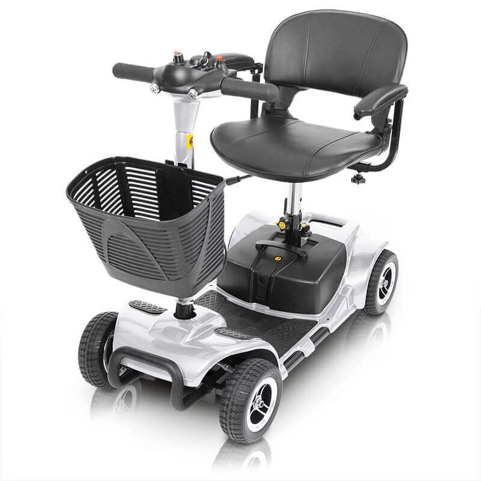 Vive 4 Wheel Battery Powered Mobility Scooter - Electric Transport Chair- Compact Heavy Duty Mobile for Travel, Adults, Elderly with Basket and Charger Included - Womvr