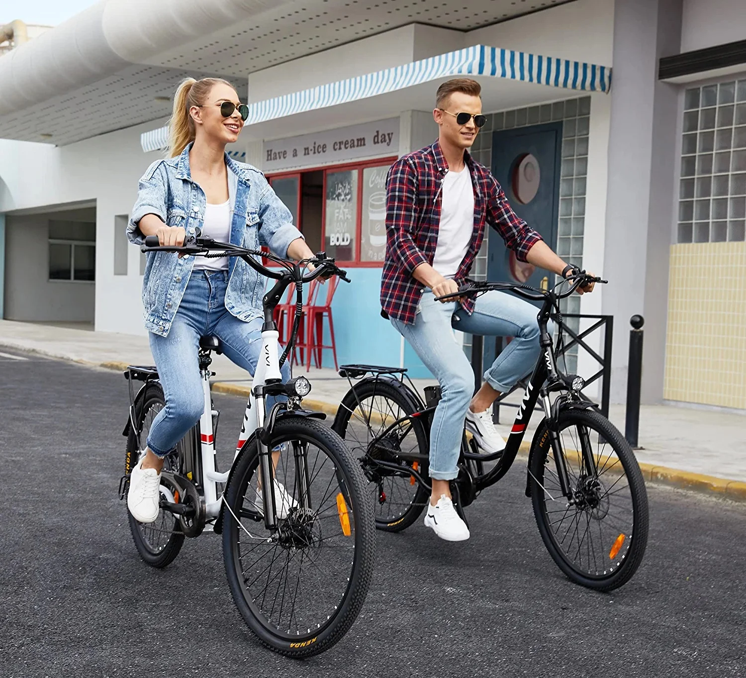 Vivi Electric Bike 26'' Electric Bike for Adults 500W Electric Bike with 48V Removable Battery, Electric Commuter Cruiser Bike 20MPH & 50 Mile City Electric Bike with Cruise Control - Womvr