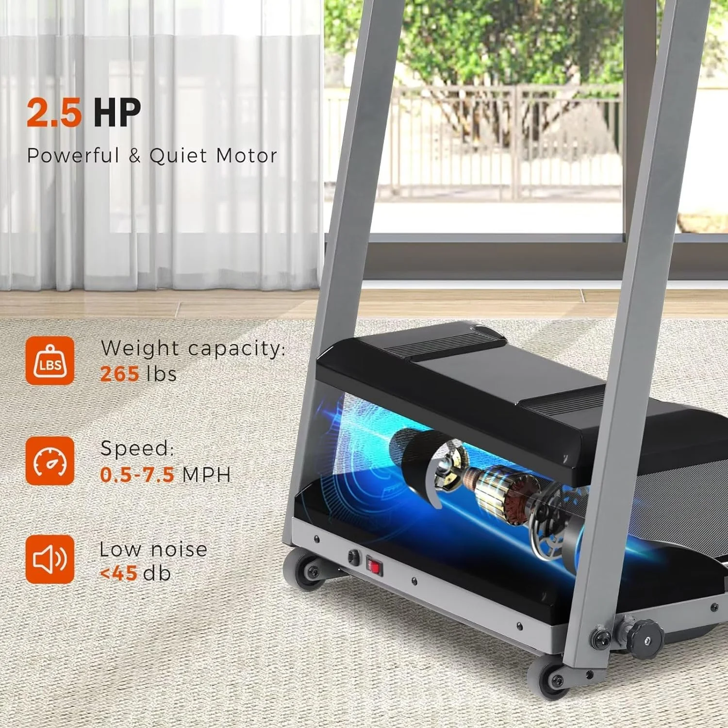 Folding Electric Treadmill Motorized Running Machine with Bluetooth Speaker 12 Perset Programs Walking Jogging Treadmill for Office Home Gym,Max Wight 300lb - Womvr