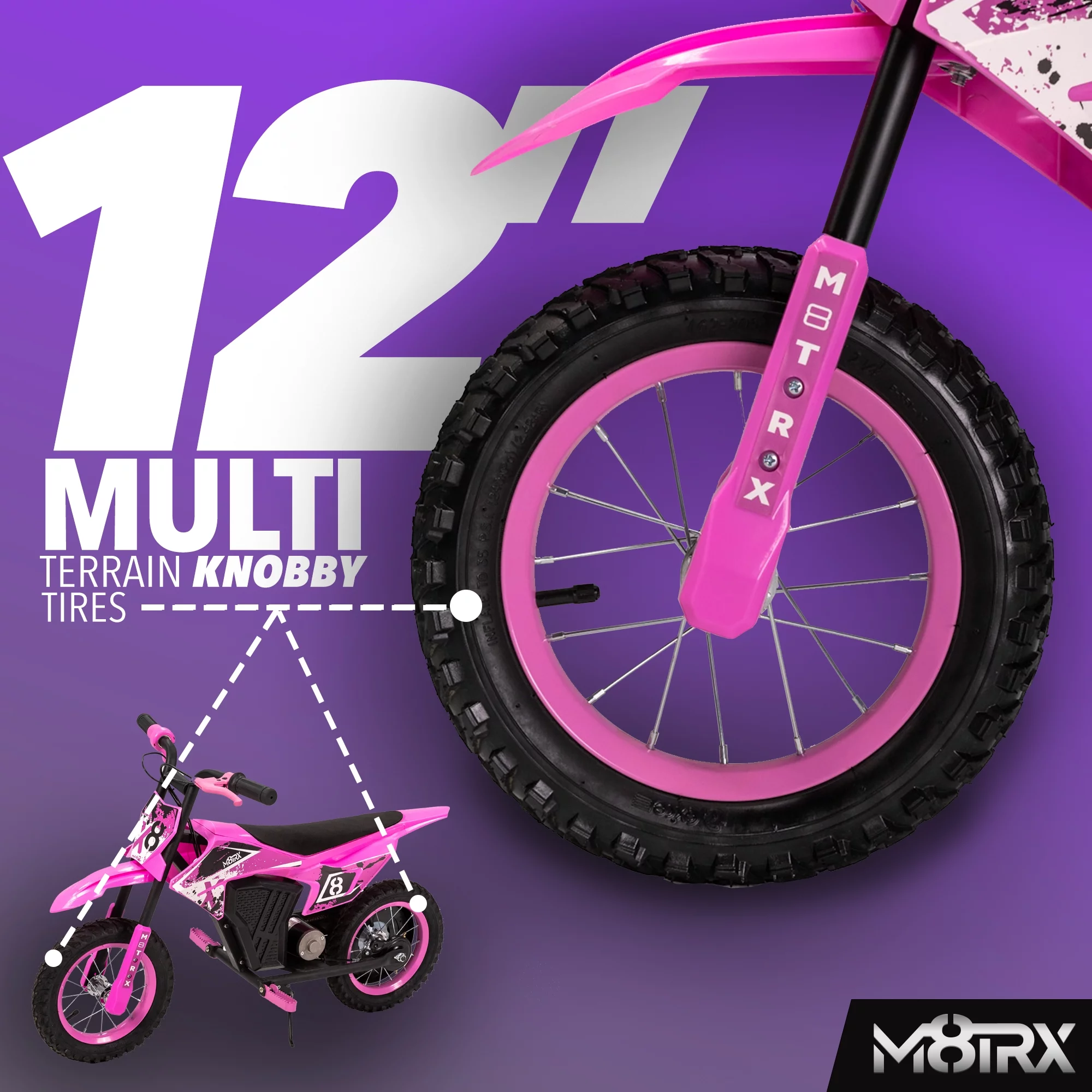 M8TRX 12V Mini Electric Child Dirt Bike, Battery Powered Toy Motorcycle, Kids Ride On, Ages 5 Years and Up, Green - Womvr