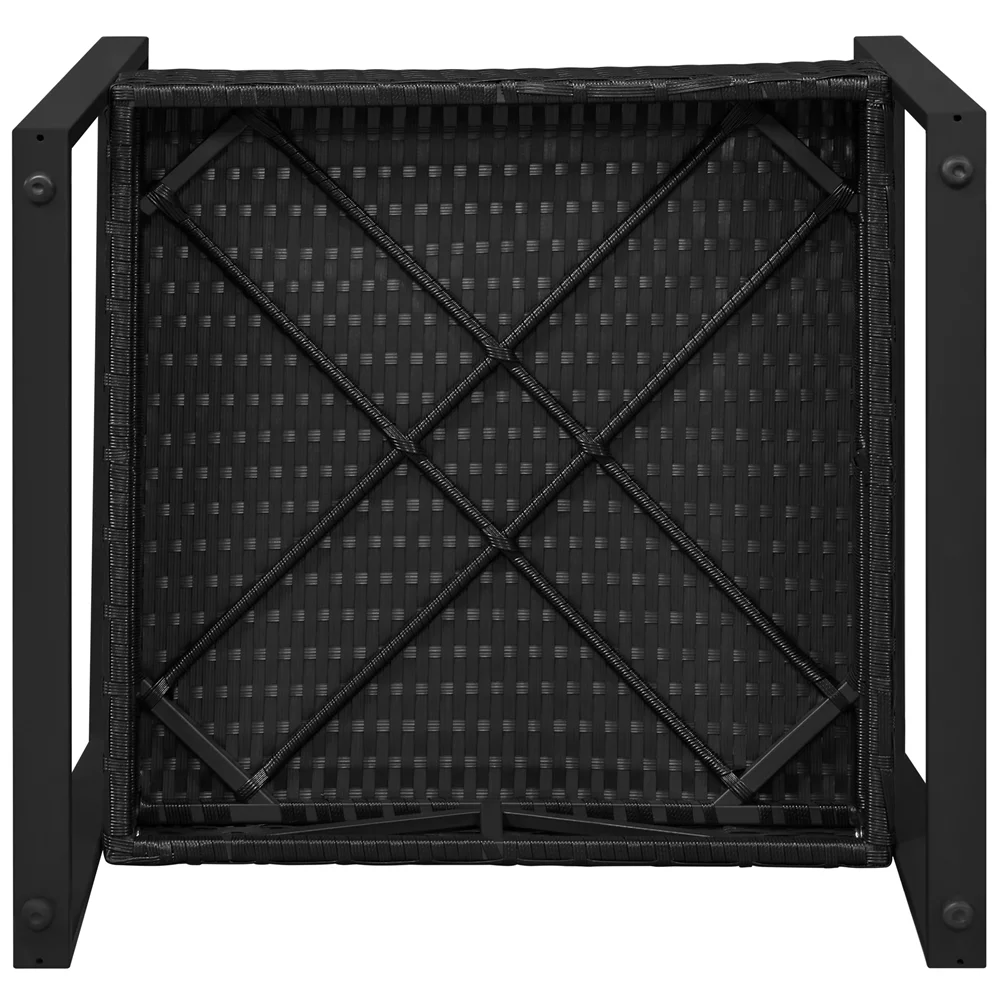 Yaheetech Modern 3-piece Patio Rattan Chairs & Table Set with Cushions, Black/Gray - Womvr
