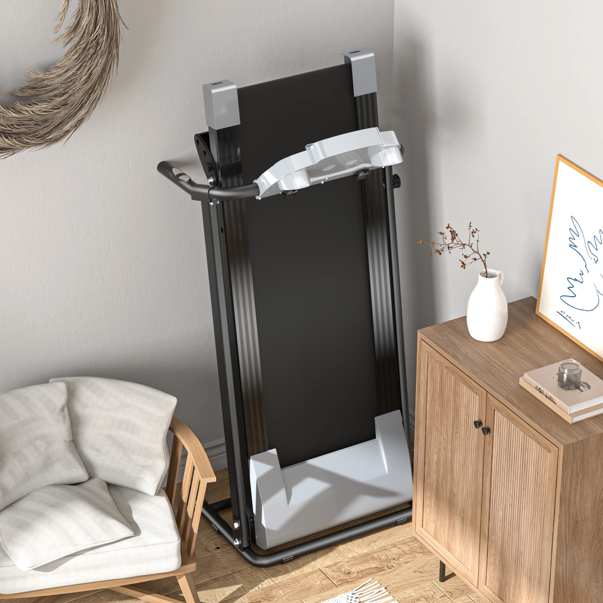 Jaxpety 2.0 HP Portable Folding Electric Treadmill 3 Incline Running Machine with LCD Display, Ipad and Drink Holder - Womvr