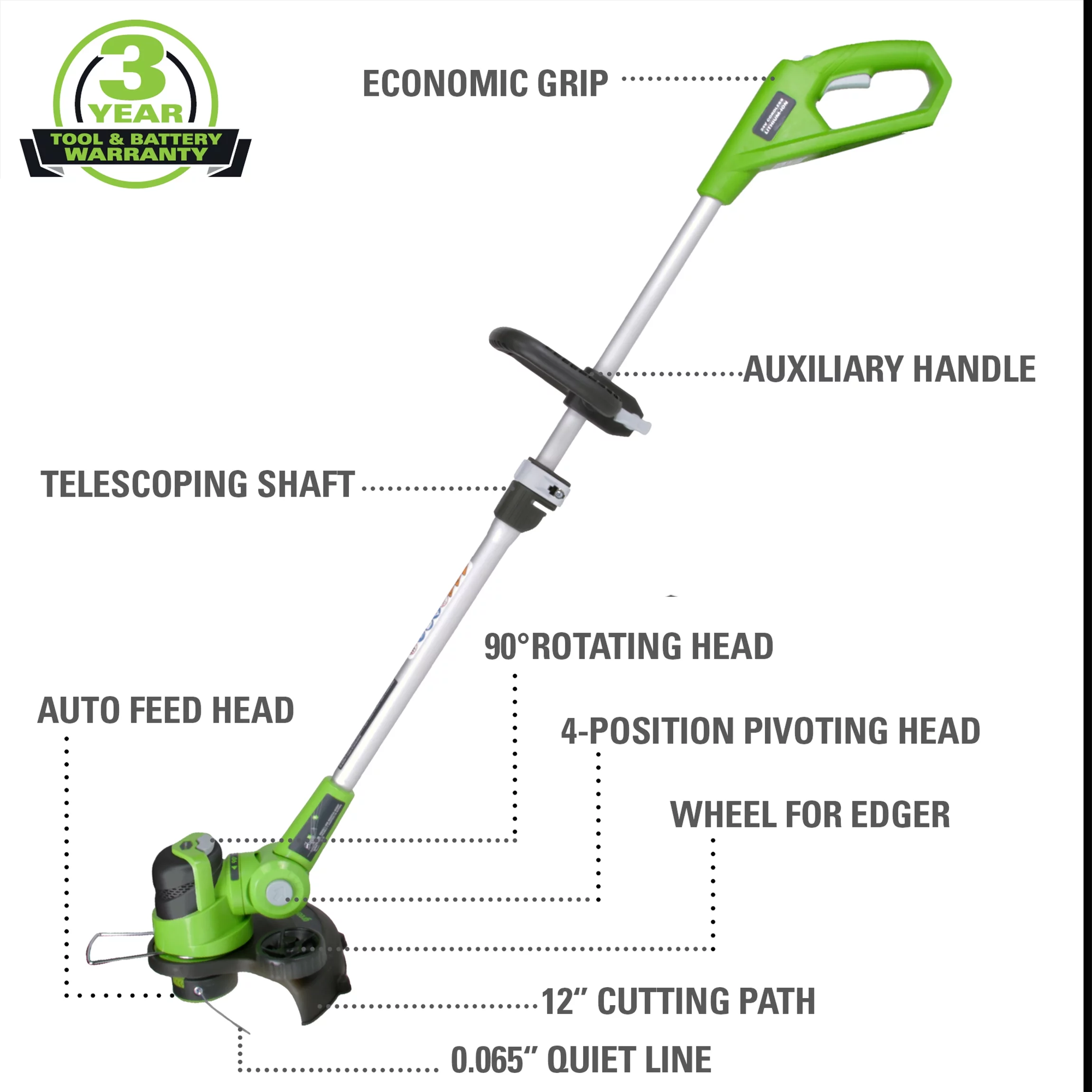 Greenworks 24V Cordless String Trimmer and Blower Combo, 2Ah Battery and Charger Included - Womvr