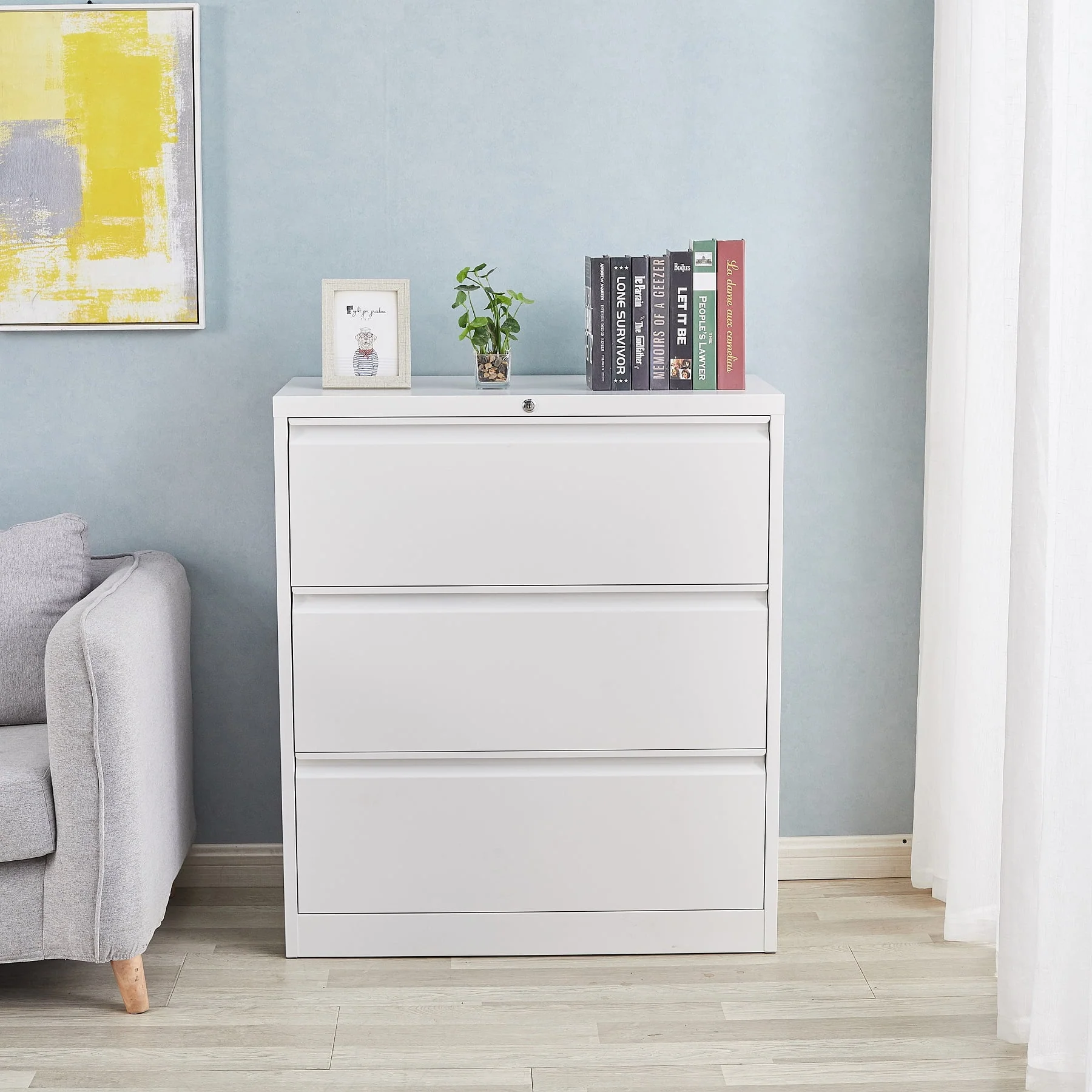 SUPEER 4 Drawer File Cabinet , Metal Vertical File Storage Cabinet with Lock, Office Home Steel Vertical File Cabinet for A4 Letter /Legal Size, 14.96