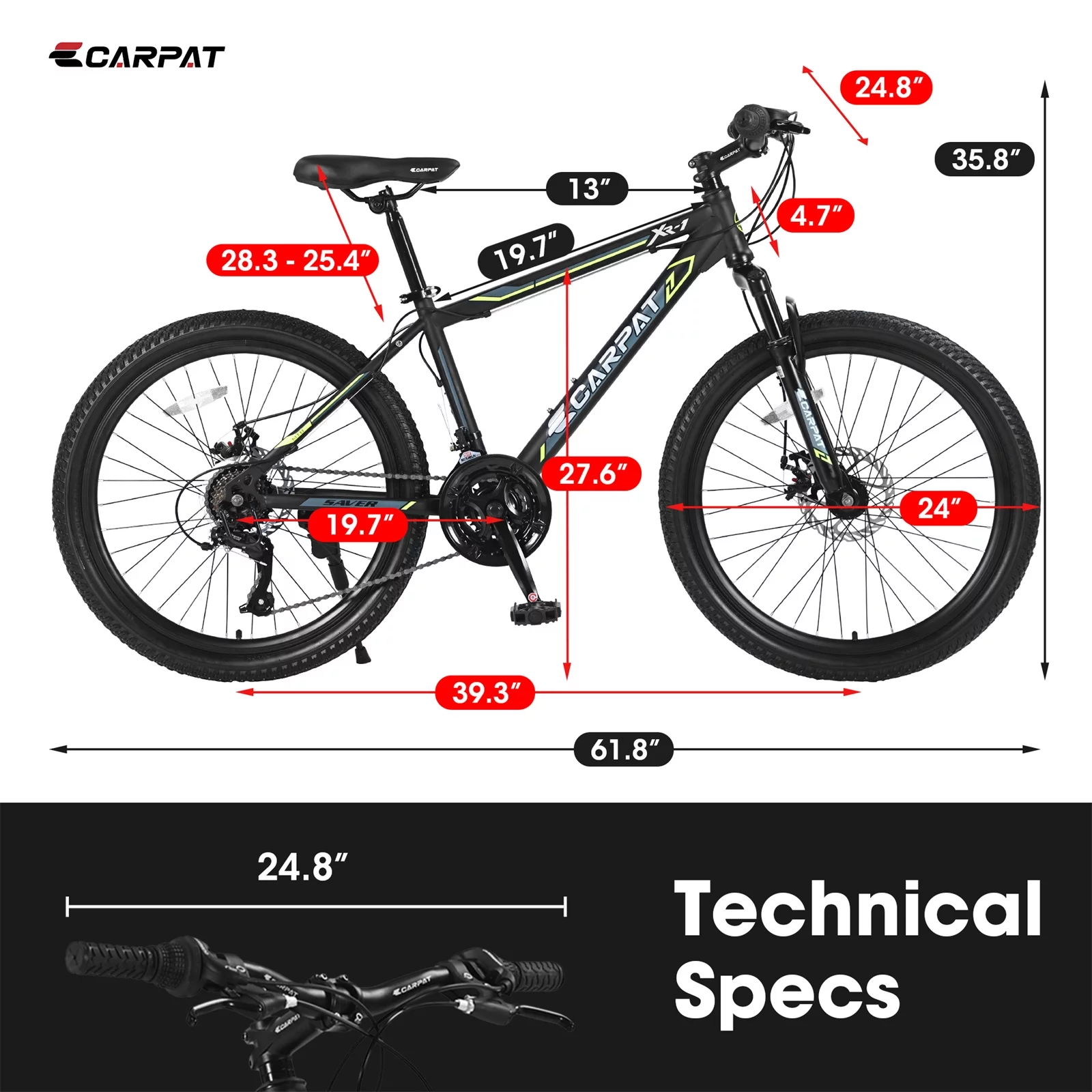 24 inch Mountain Bike for Boys Girls, Shimano 21 Speed Bicycle with Daul Disc Brakes and Front Suspension MTB - Womvr