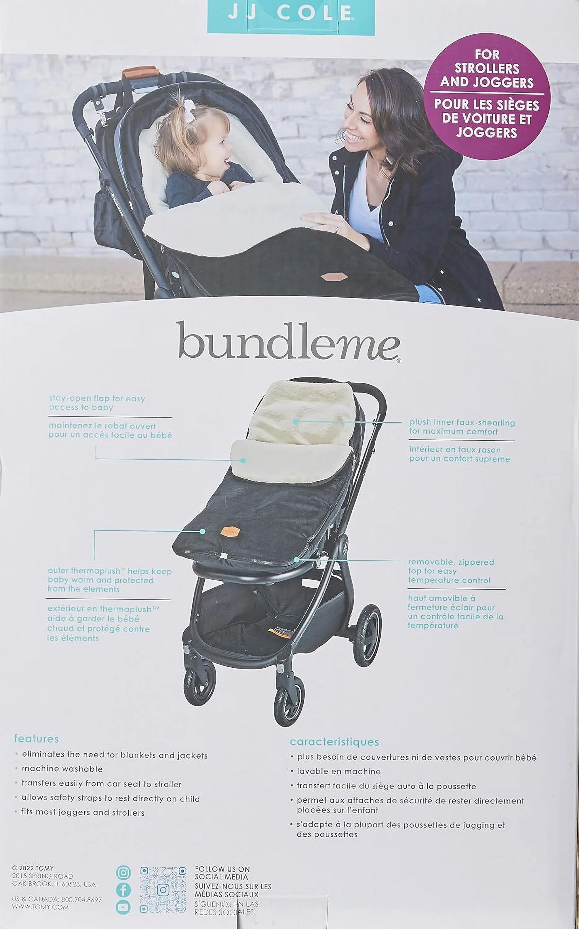 JJ Cole Bundle Me Sherpa-Lined Toddler Car Seat Cover and Bunting Bag - Weather Resistant Stroller Accessory and Winter Baby Essential in Black Toddler Black - Womvr