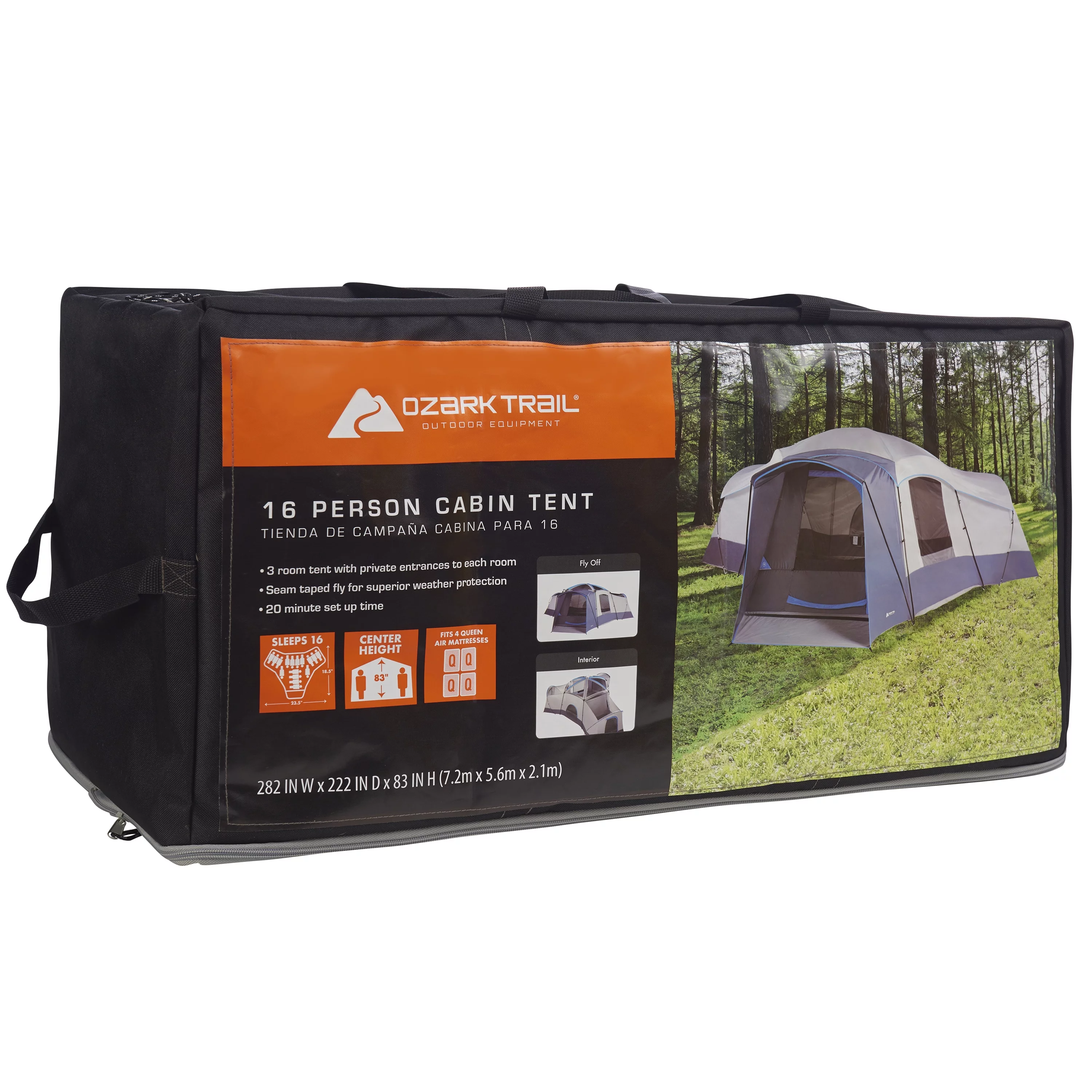 Ozark Trail 16-Person Cabin Tent for Camping with 2 Removable Room Dividers - Womvr