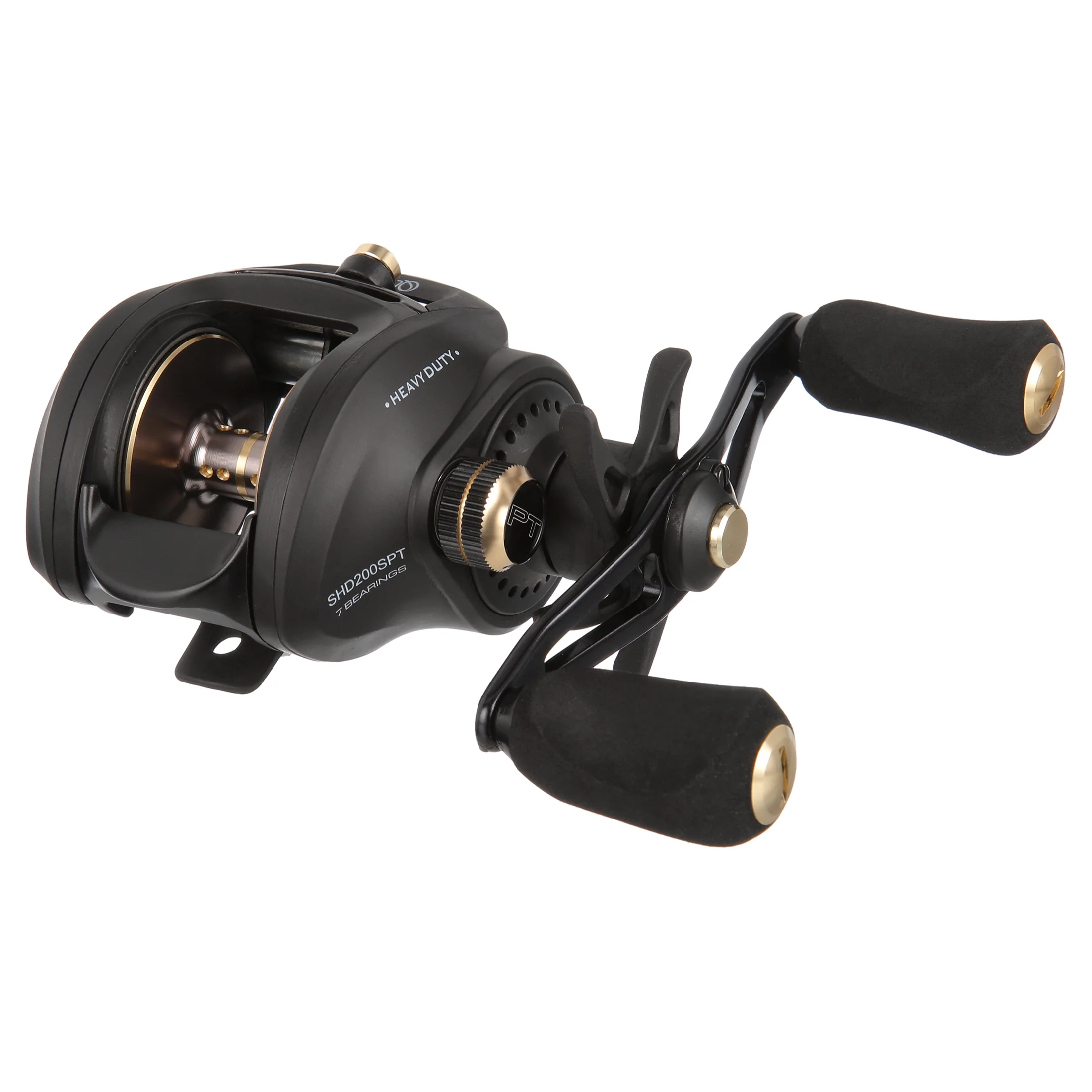 Quantum Smoke HD Baitcast Fishing Reel, Size 200 Reel, Right-Hand Retrieve, Continuous Anti-Reverse Clutch, Large EVA Handle Knobs, 7.3:1 Gear Ratio, Black - Womvr