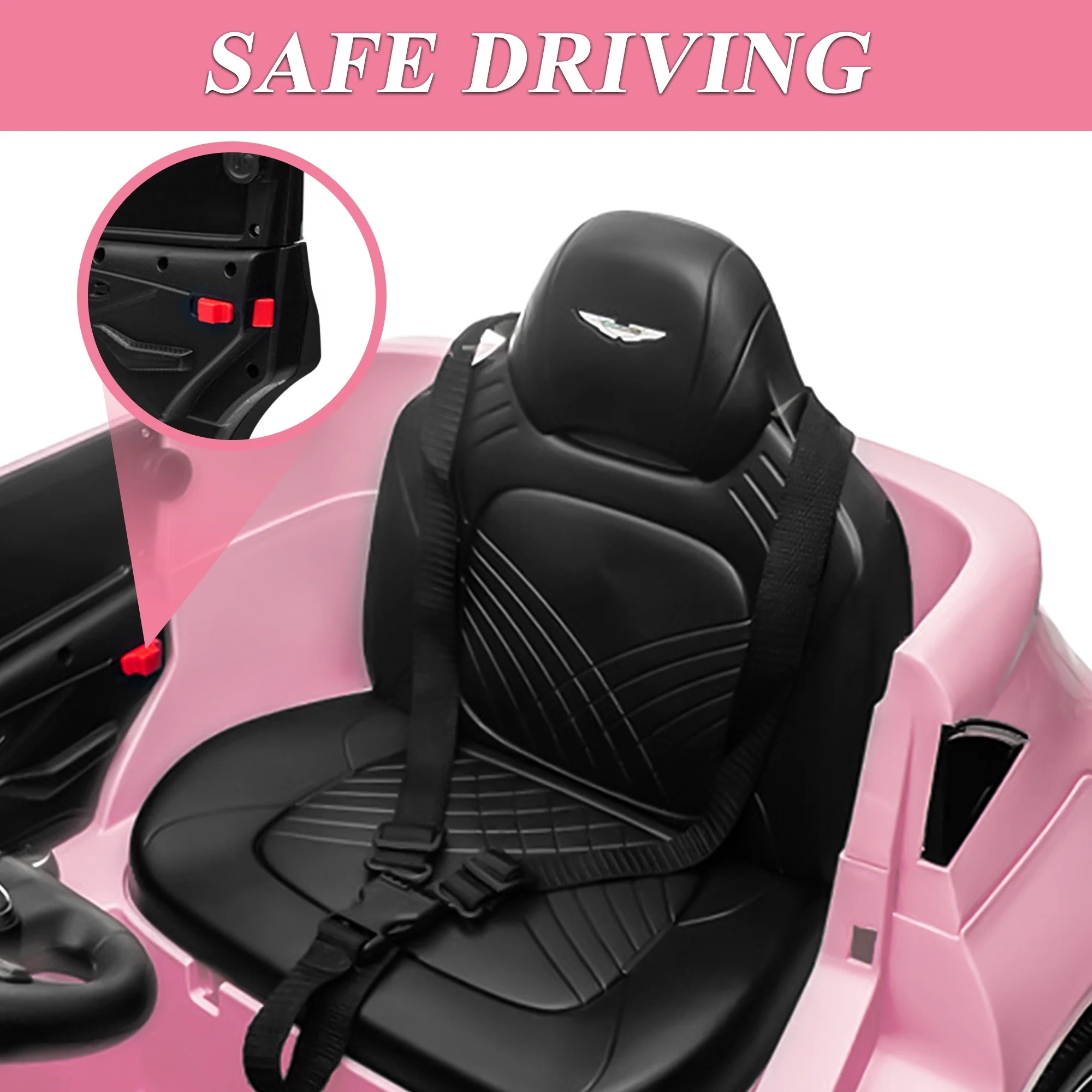 12V Ride on Car for Girls and Boys Licensed Mercedes Benz Electric Vehicle, MP3, Bluetooth, Ride On Toy for 3-5 Years Old, Red - Womvr