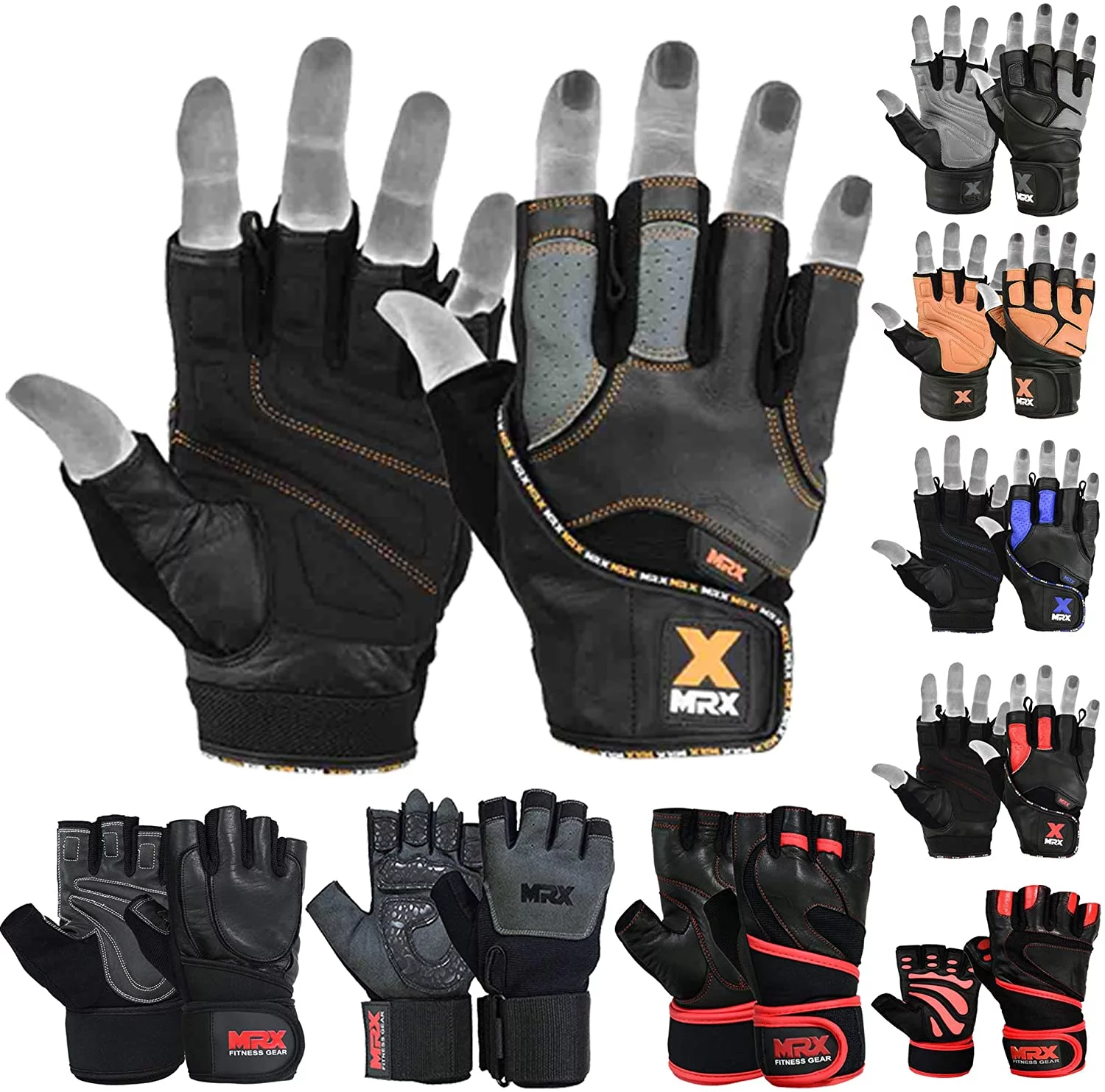 MRX Weight Lifting Gloves Gym Power Training Fitness Bodybuilding Glove Long Wrist Strap Black / Red M - Womvr