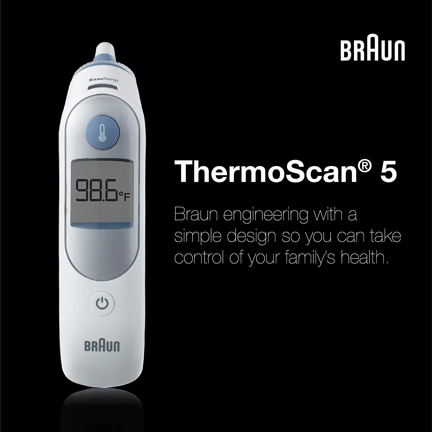 Braun ThermoScan 5 Ear Thermometer Digital Display, All Ages, White, IRT6500US - Womvr