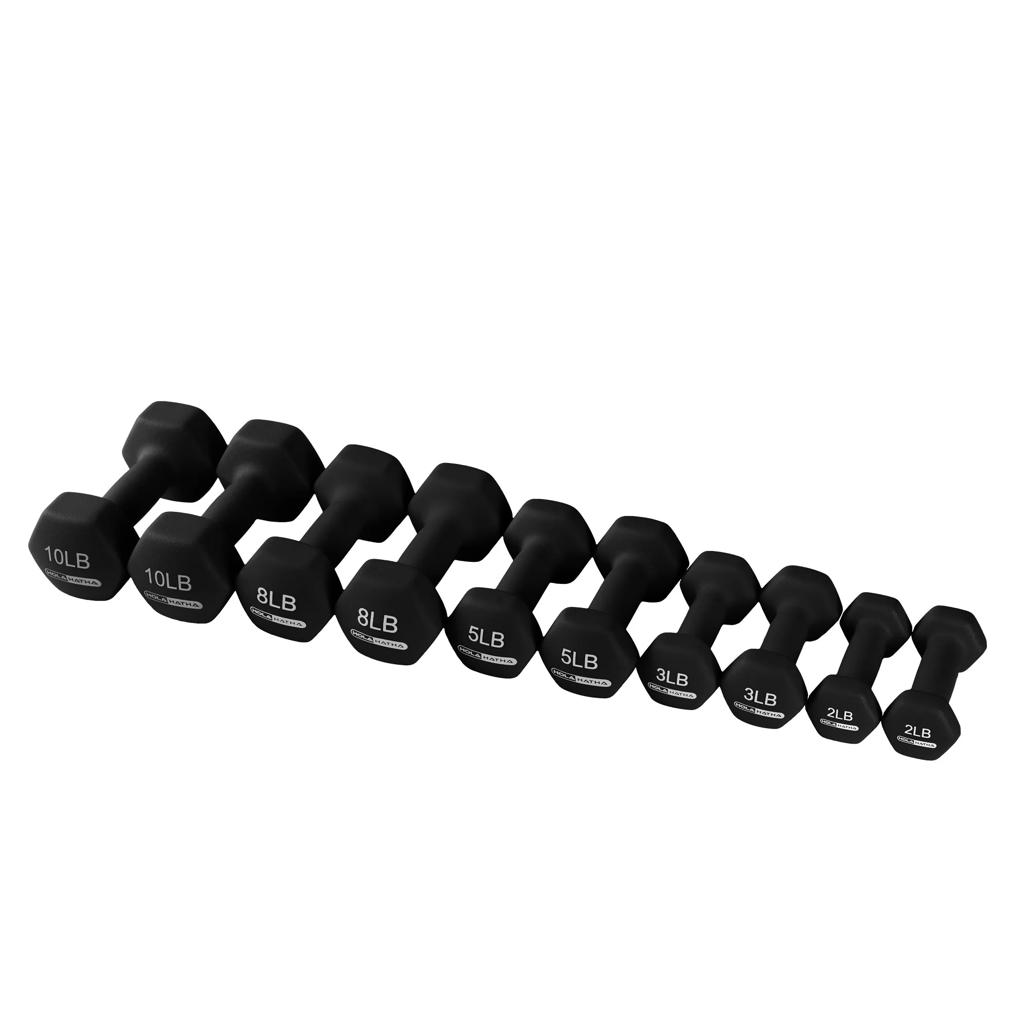 HolaHatha 3, 5, and 8 Pound Dumbbell Hand Weight Set with Storage Rack, Multi - Womvr