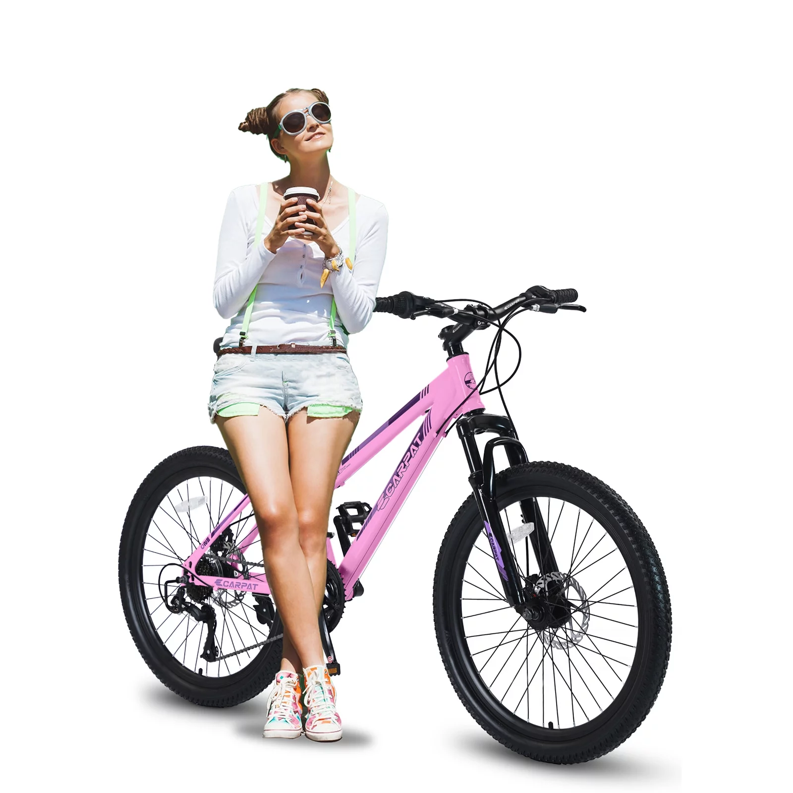 Women's Mountain Bike, 26-inch Wheels, Shimano 21 Speed Gear Mountain Bicycle in Pink - Womvr