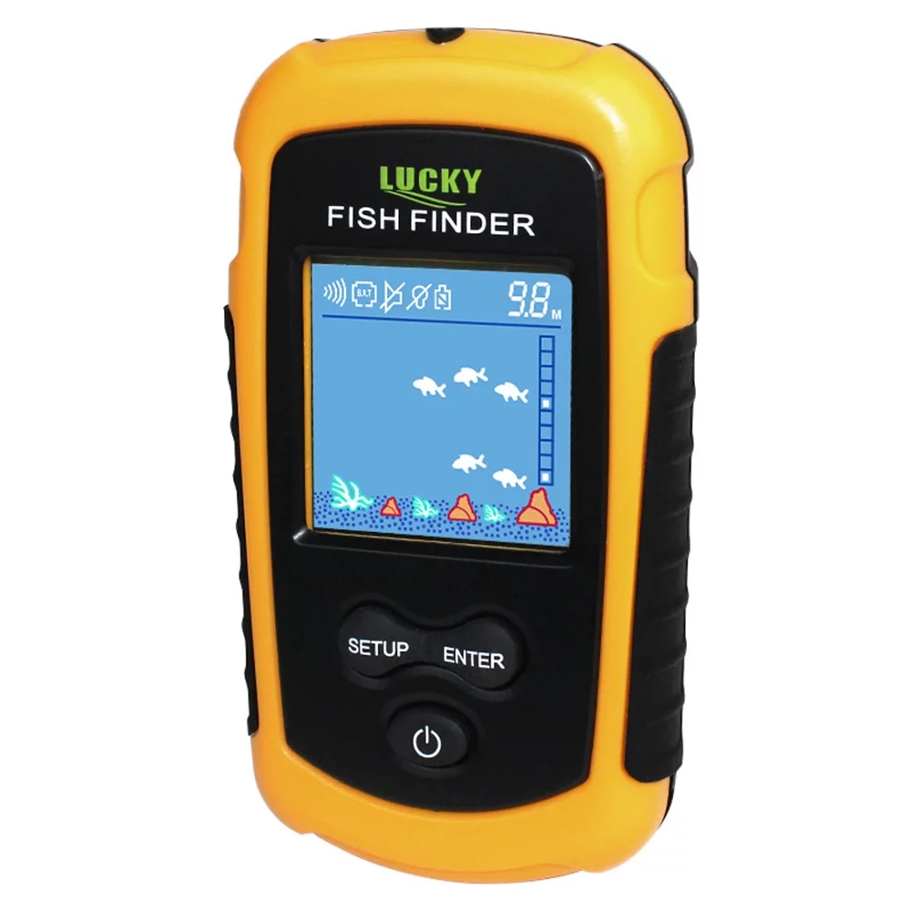 LUCKY LCD Color Screen Portable Wired Fish Finder 100M Depth Range Sonar Echo Sounders Fishfinder - Womvr