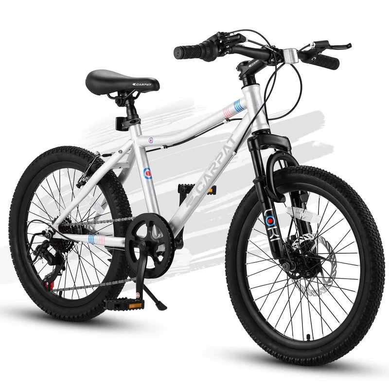 Okimo 20in Mountain Bike 7-Speed Kids Bike with Ergonomic Durable Steel Frame for Ages 8-12 Boys and Girls, White - Womvr