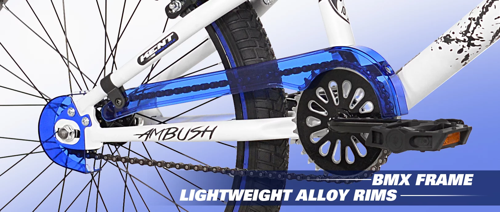 Kent 20 In. Ambush Boy's BMX Bike, Black with Blue and white accents - Womvr