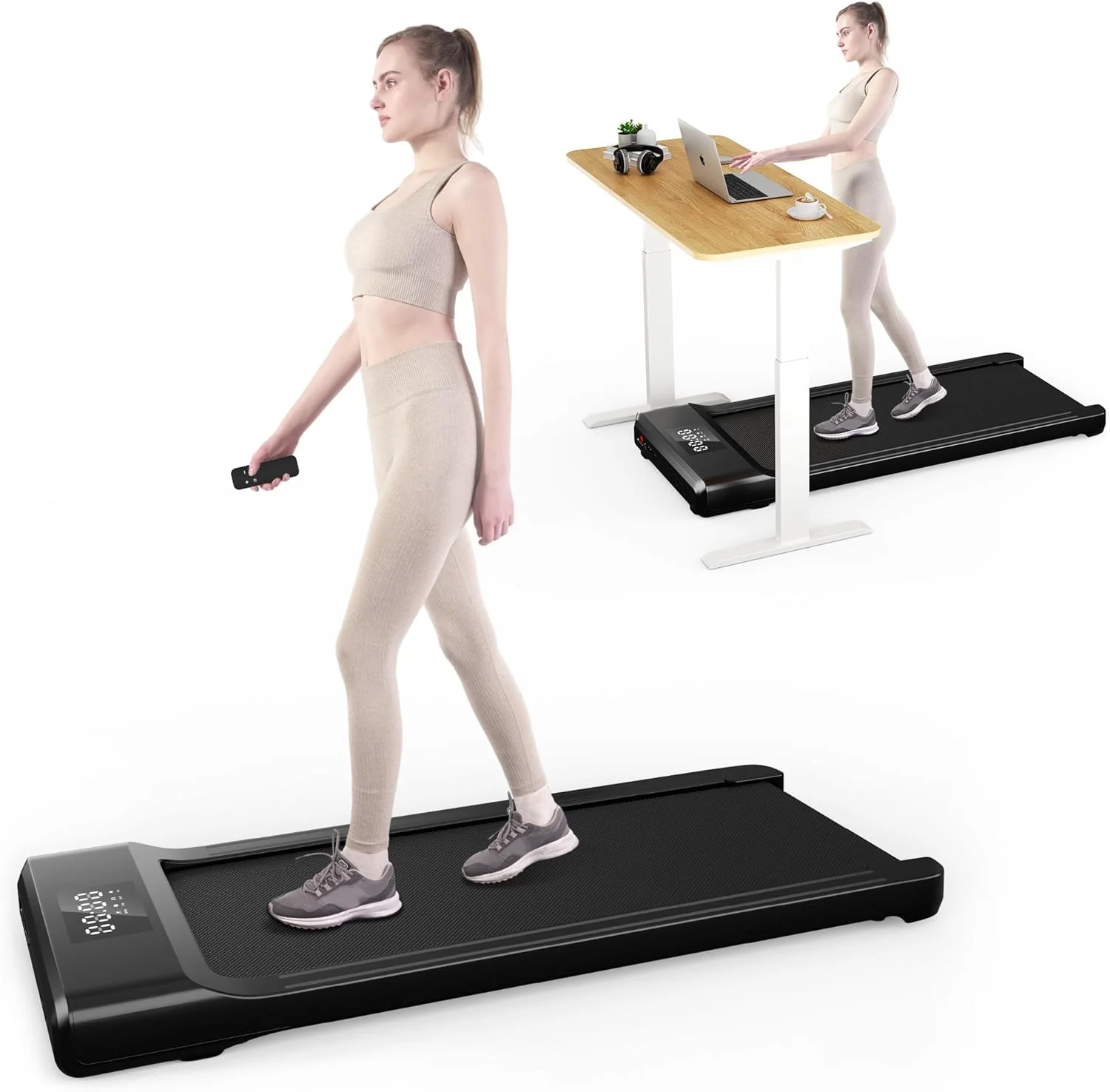 SSPHPPLIE Walking Pad 300lb, 40*16 Walking Area Under Desk Treadmillwith Remote Control ,2 in 1 Portable Walking Pad Treadmill for Home/Office/Exercise(White) - Womvr