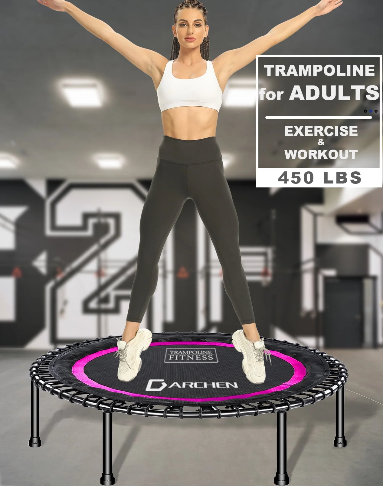 Darchen 450 lbs Mini Trampoline for Adults, Indoor Small Rebounder Exercise Trampoline for Workout Fitness for Quiet and Safely Cushioned Bounce, 40 Inch - Womvr