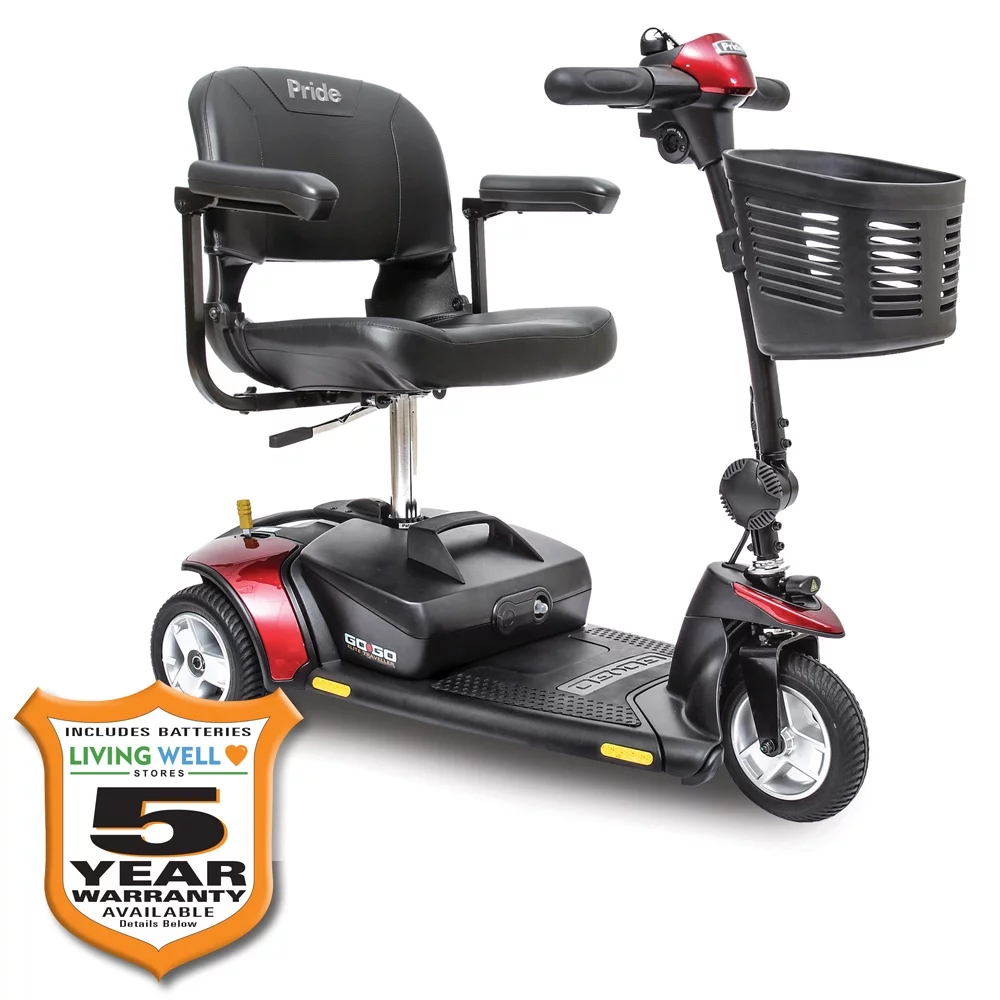 Go-Go Elite Traveller 3-wheel Scooter-Red-12AH Battery - Womvr