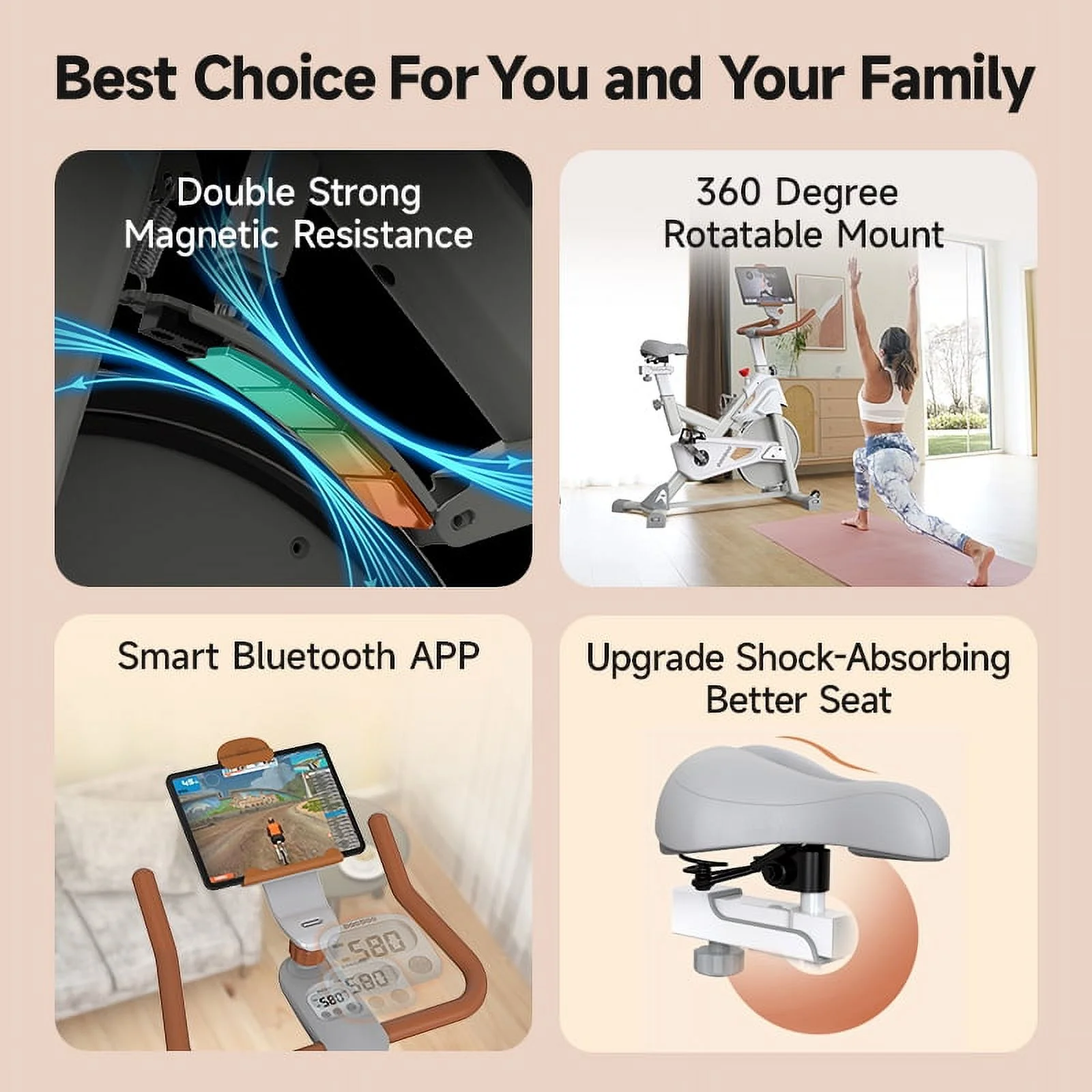 Pooboo Professional Bluetooth Magnetic Exercise Bikes Belt Driven Indoor Cycling Bike with Heavy-duty Flywheel - Womvr