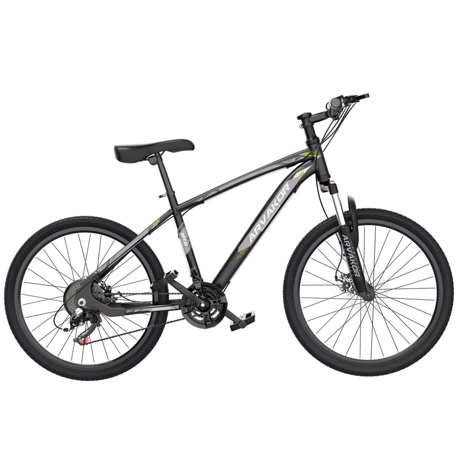 ARVAKOR 26'' Mountain Bikes for Men, 21 Speeds, Double Disc Brake, Gray - Womvr