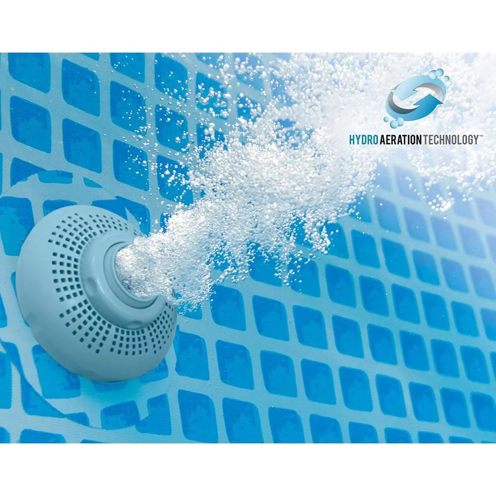 Intex 26795EH Prism Frame 16.5ft x 9ft x 48in Outdoor Above Ground Oval Pool Set with Pump, Cover and Ladder, Gray - Womvr