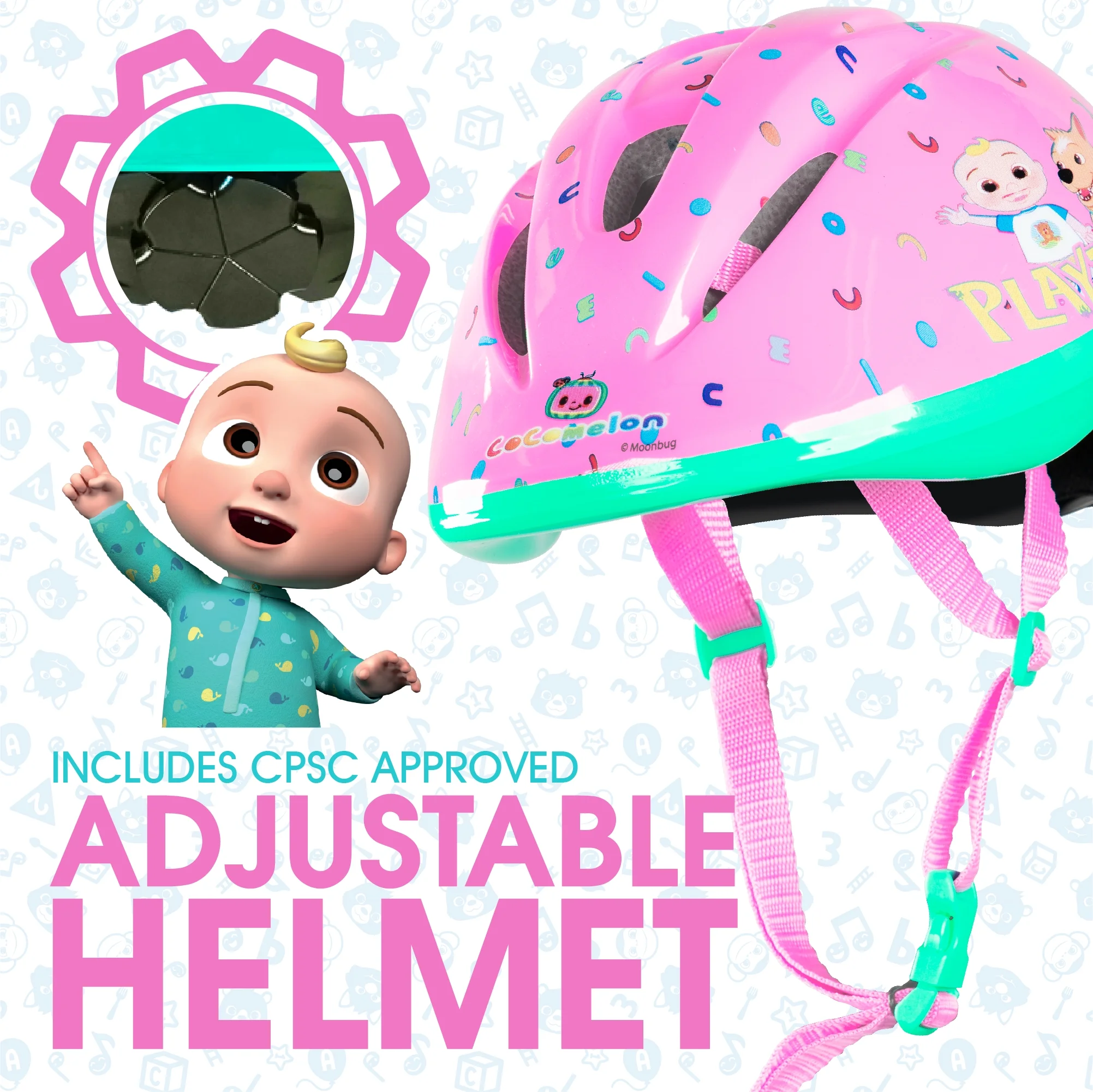 Cocomelon Toddlers Balance Bike Adjustable Helmet Light-up 10