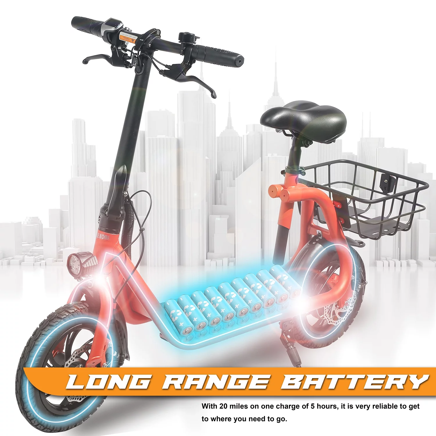 Cynetus Electric Bicycles Foldable Electric Scooter with Seat for Adults Electric Bike with Carry Basket - Womvr