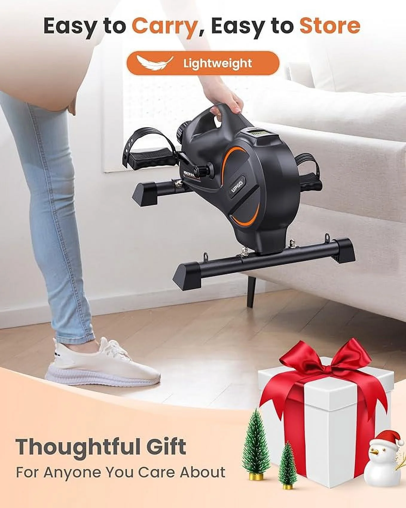UPGO Magnetic Under Desk Bike Pedal Exerciser - Portable Mini Trainer Bikes Desk Cycle, Leg Exerciser for Physical Therapy & Desk Exercise with LCD Display and 350lbs Capacity - Womvr
