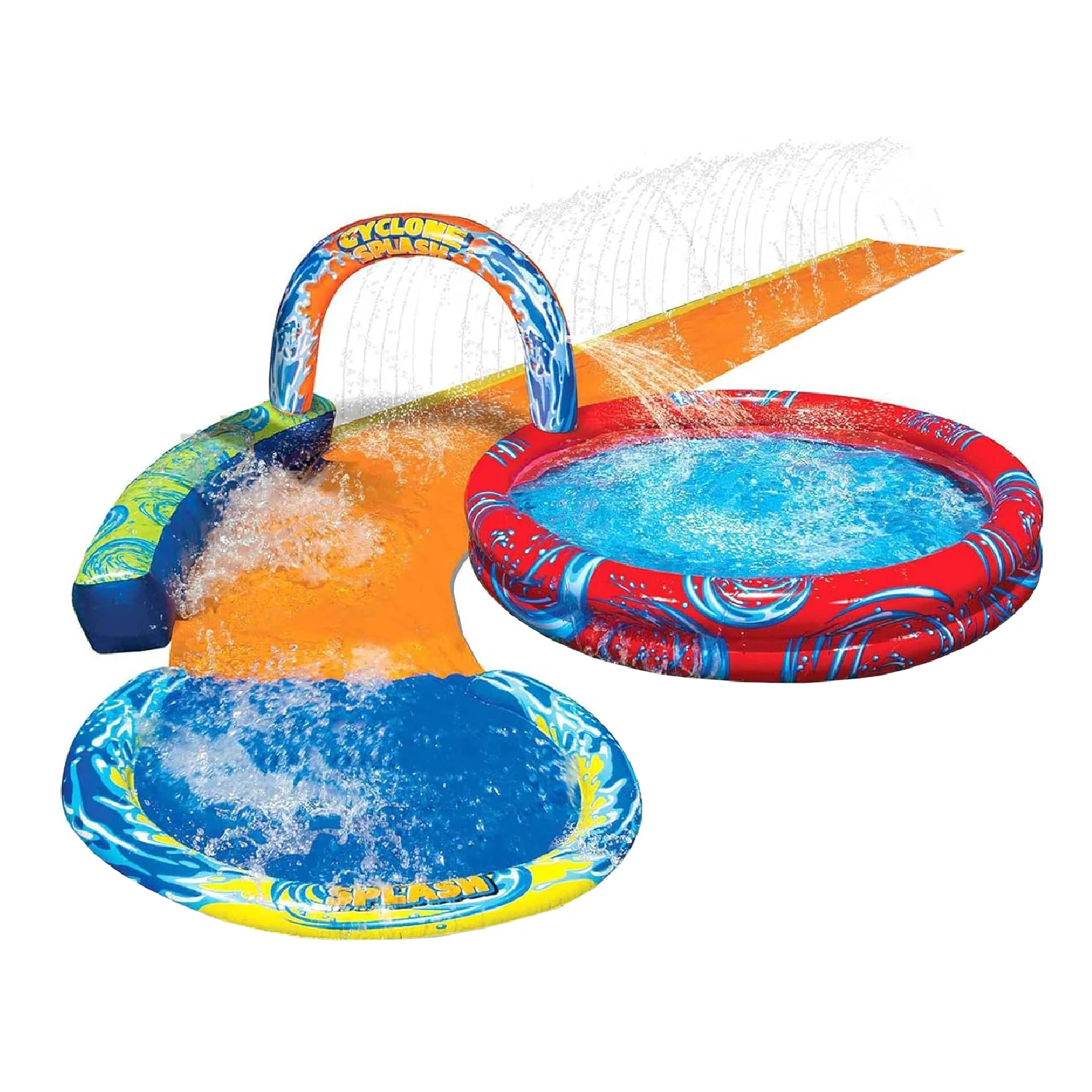 Banzai Cyclone Splash Park Inflatable w/ Sprinkling Slide & Water Aqua Pool - Womvr