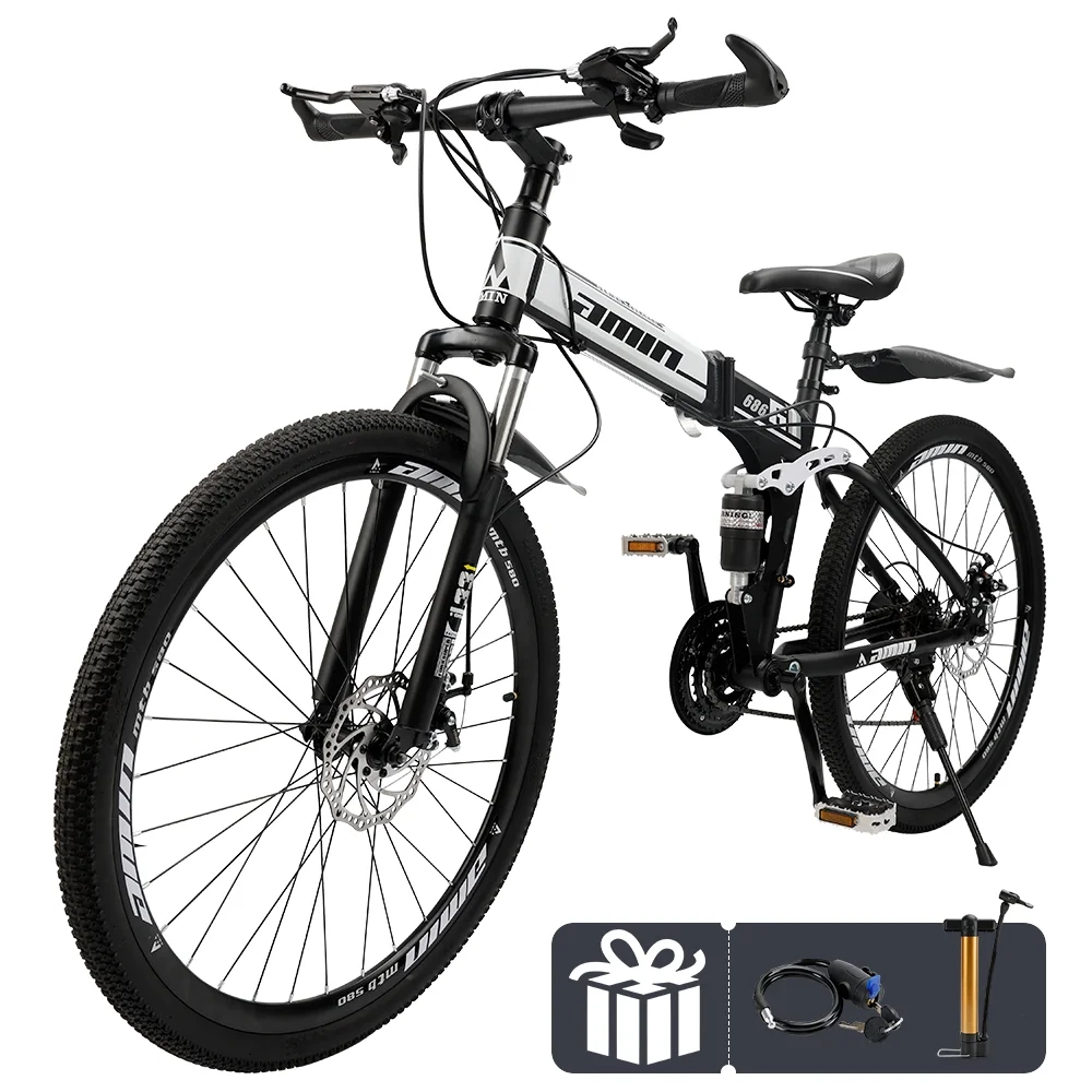 ARTUDATECH Full Suspension Mens Mountain Bike, Shimano 21 Speed, 26 Inch Wheel, Dual Disc Brake Bike for Men Womens Adult Bicycle - Womvr