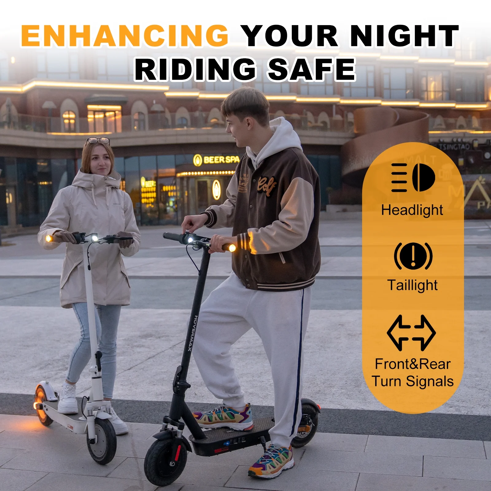 HOVERMAX H10K Pro Electric Scooter, 500W Motor 19MPH Top Speed 22 Miles Long Range, 10'' Solid Tires Folding Electric Scooter for Adult Commute - Womvr