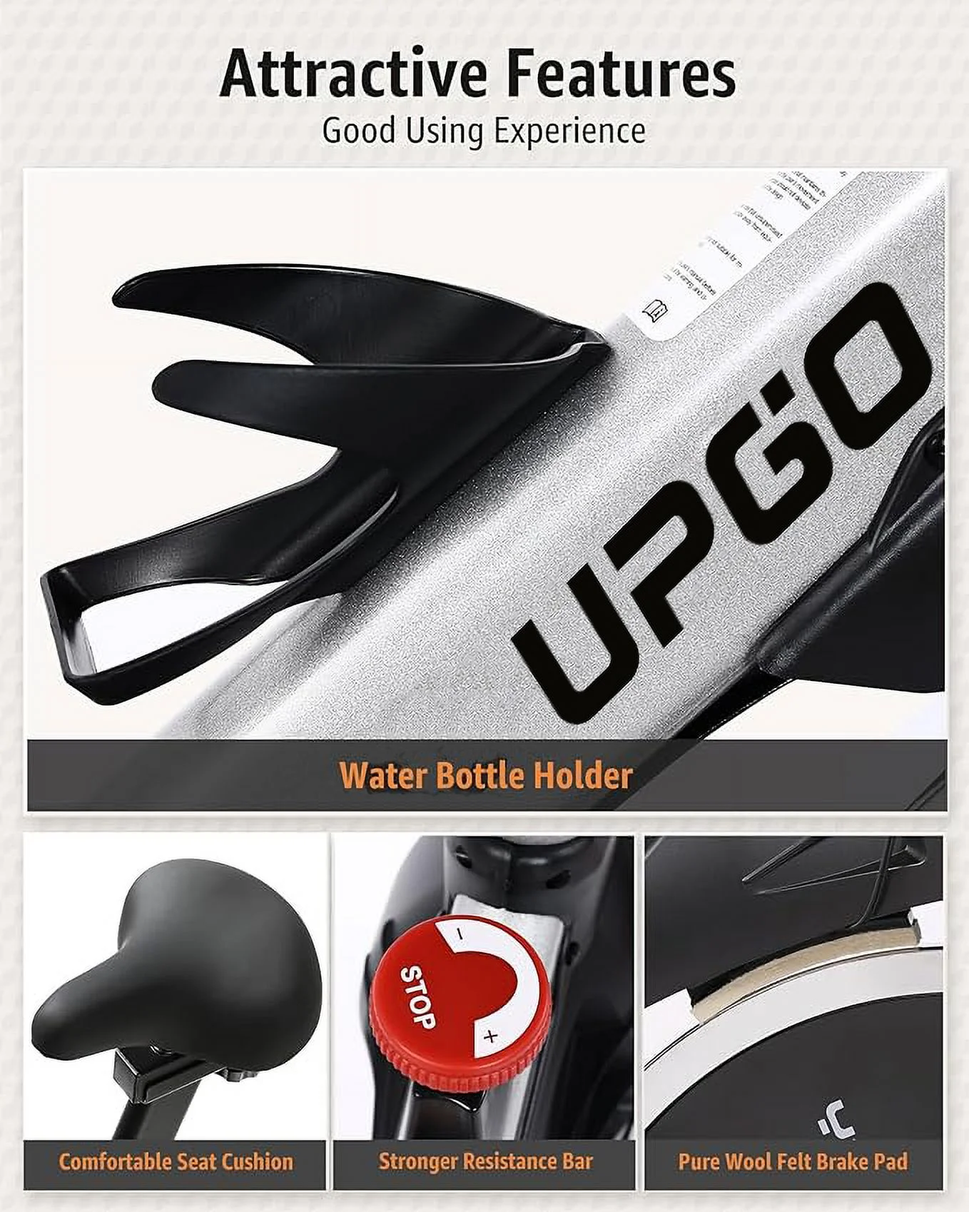 UPGO Indoor Cycling Bike Stationary Exercise Bike Cycle Bike with Ipad Mount & Comfortable Seat Cushion - Womvr