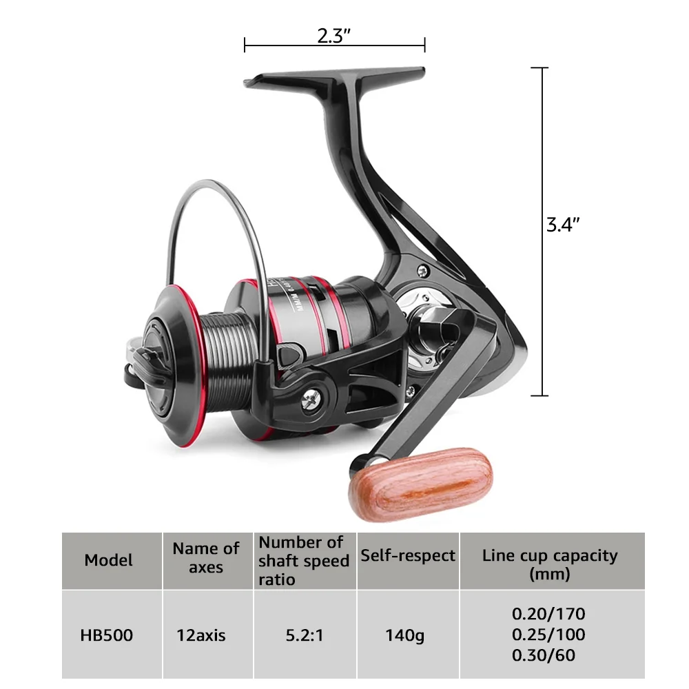 Heavy Duty Spinning Reel Saltwater Offshore Fishing Reel Max Drag 18lbs HB500-HB6000 - Womvr
