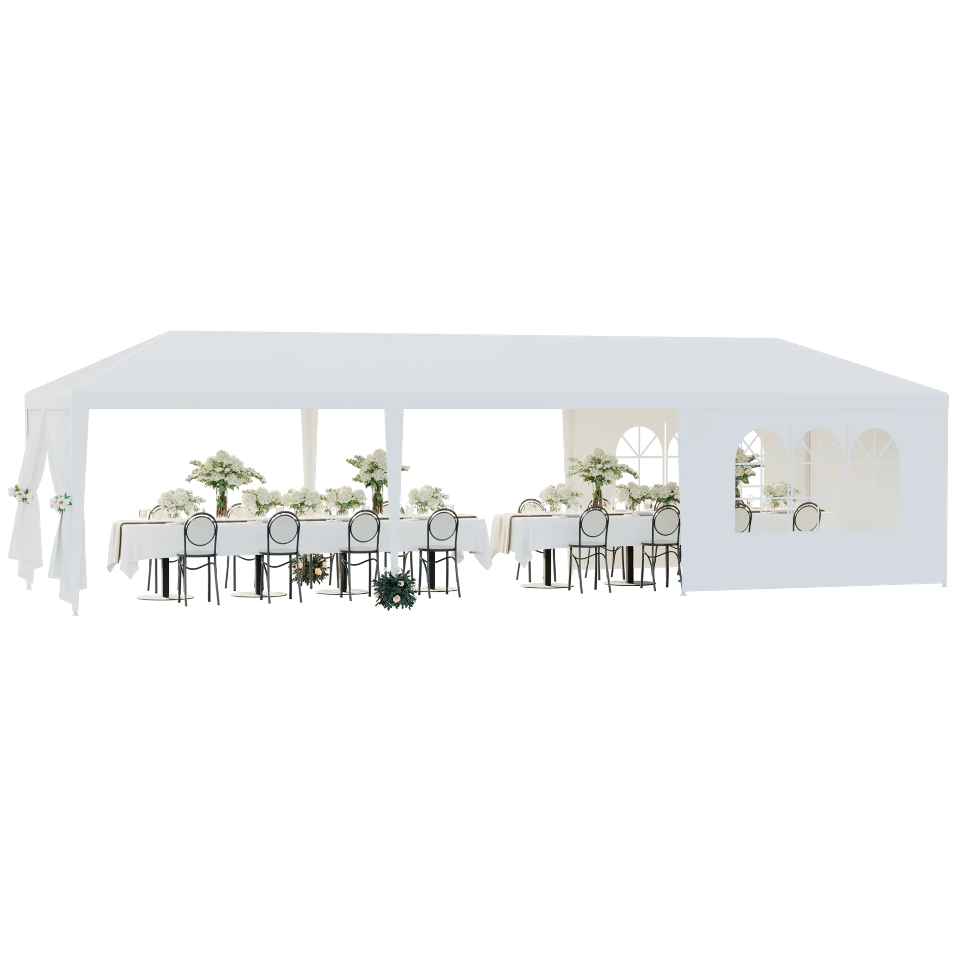 ZENY Wedding Party Tent Gazebo Canopy 6 Window-Walls with 2 Walls 10 x 30', White - Womvr