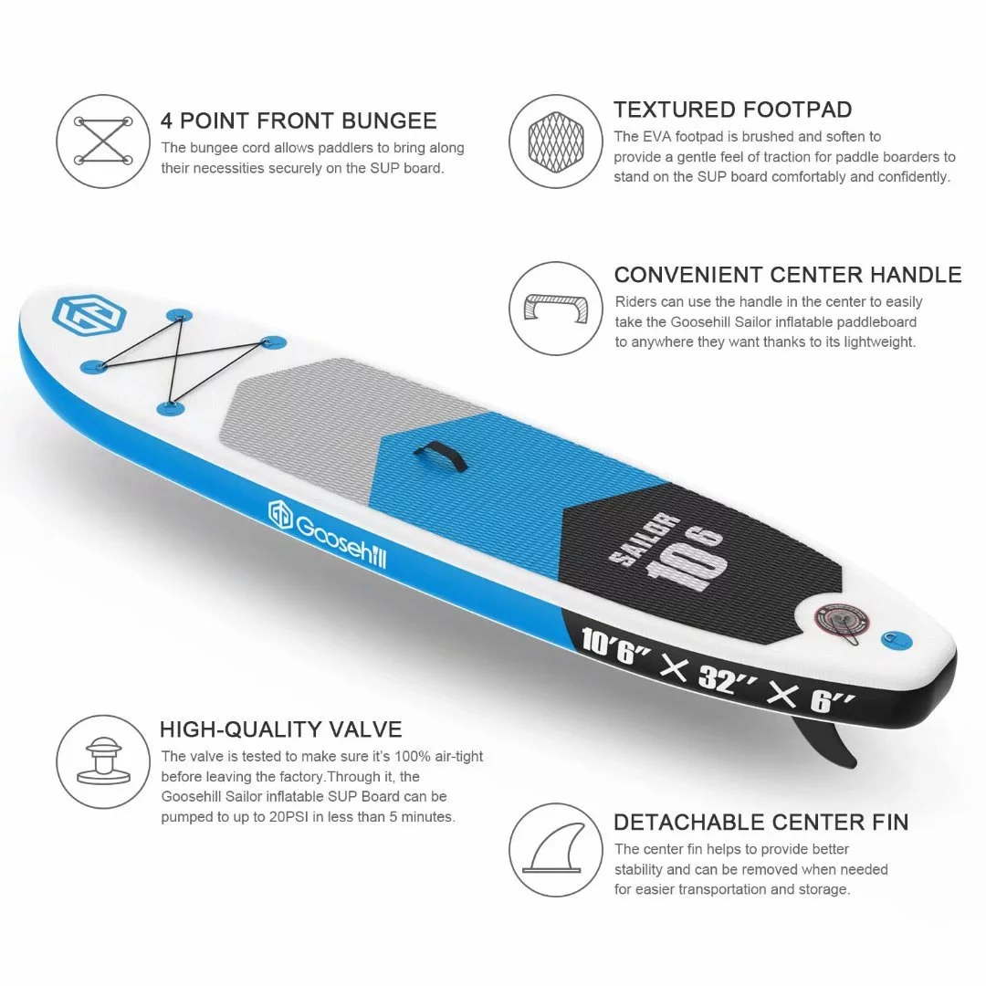 Goosehill Sailor Inflatable Stand Up High-quality Teal Paddle Board, lightweight, SUP Package, 10'6