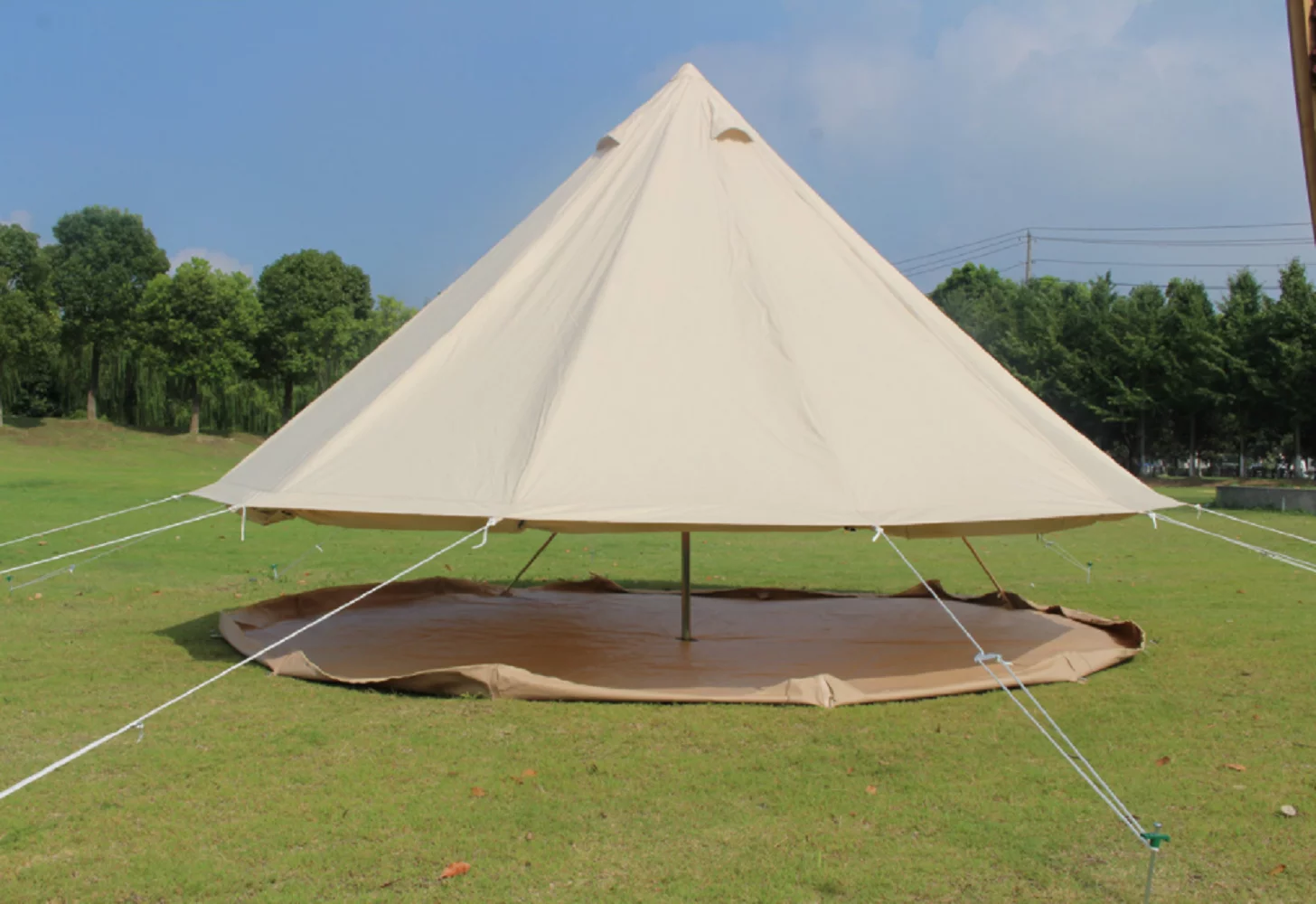 Teepee Tent Outdoor Waterproof 4-Season Family Camping Cotton Canvas Yurt Tent 4M/13.1ft Bell Tent With Stove Hole (Side Wall), For Family Glamping - Womvr