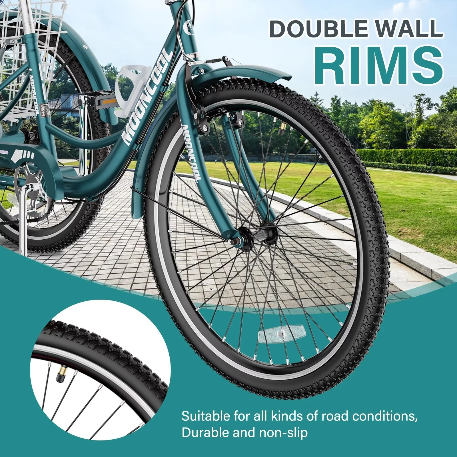 MOPHOTO Adult Tricycles 3 Wheel 7 Speed Trikes, 20/24/26 inch with Big Basket for Shopping, Picnics Exercise Men's Women's Senior's Trike - Womvr