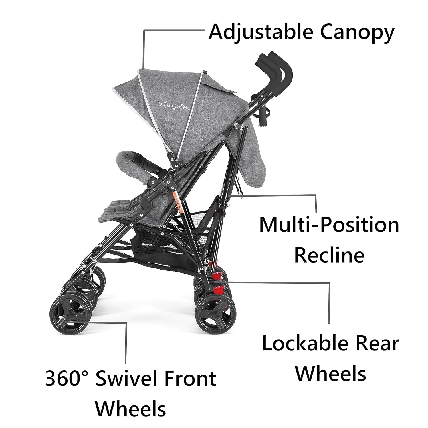 Dream On Me Vo o Twin Umbrella Stroller in Gray, Lightweight Double Stroller for Infant & Toddler, Compact Easy Fold, Large Storage Basket, Large and Adjustable Canopy - Womvr