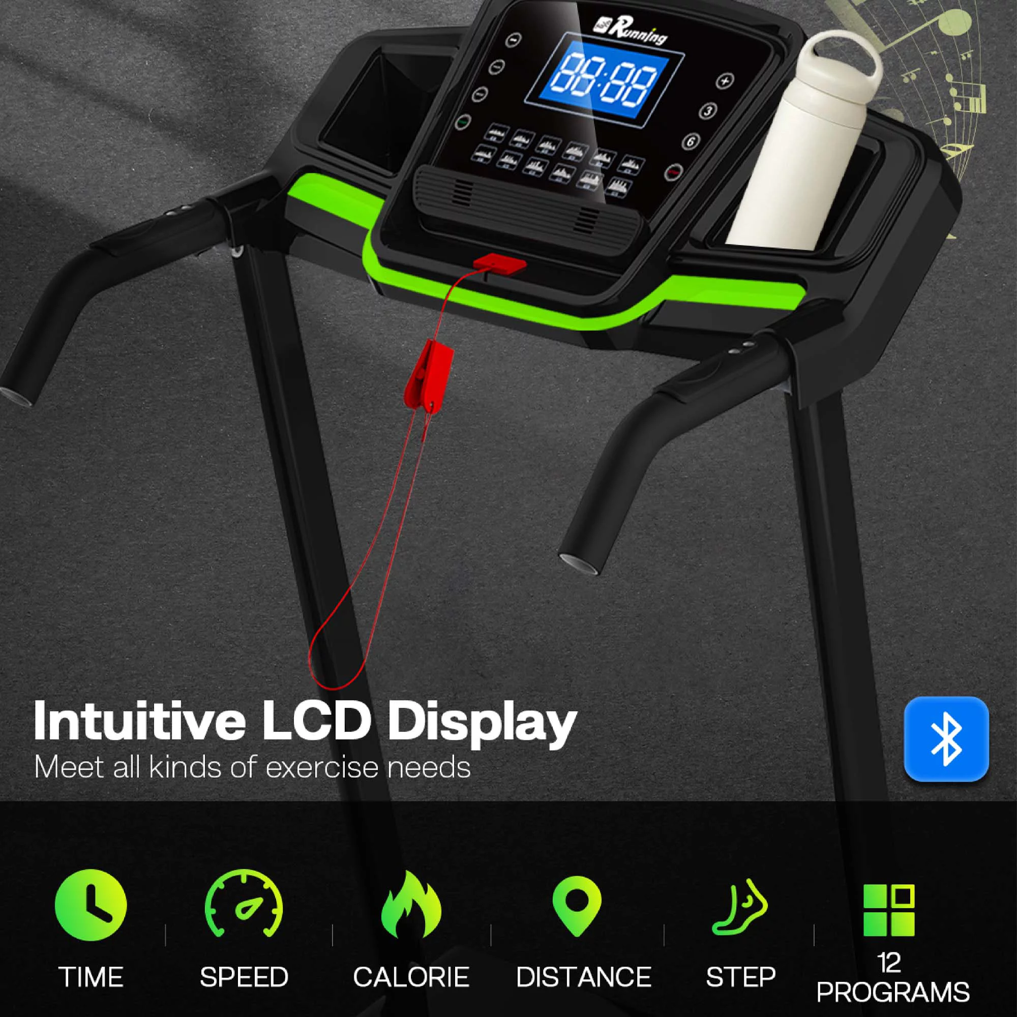 Aukfa 3.5 HP Folding Treadmill with Incline for Home Office Workout, 300 lbs+ Capacity, Green - Womvr