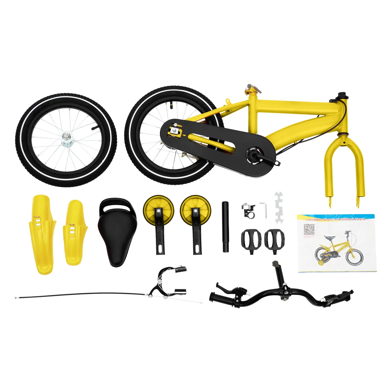 Aiqidi 14 Inch Kids Bike Boys Girls Safe Bicycle Adjustable Seat Height Children Bicycle with Training Wheels and Mudguards, Red - Womvr