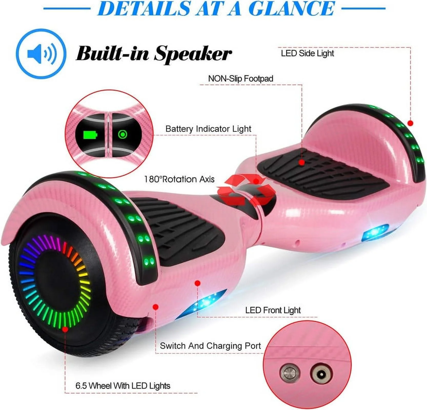 Hoverboard with Bluetooth and LED Lights 6.5