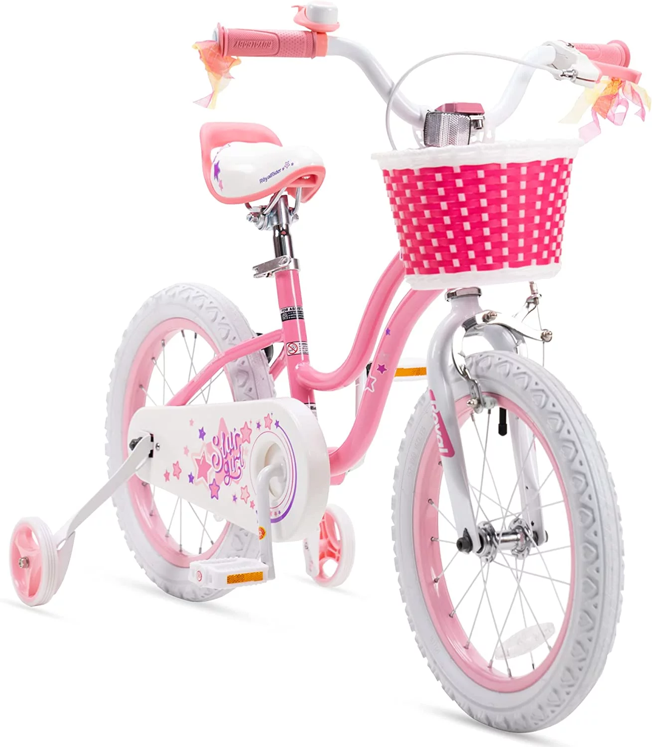 Royalbaby Girls Kids Bike Star girl 16 In. Bicycle Basket Training Wheels Kickstand Blue Child's Cycle - Womvr
