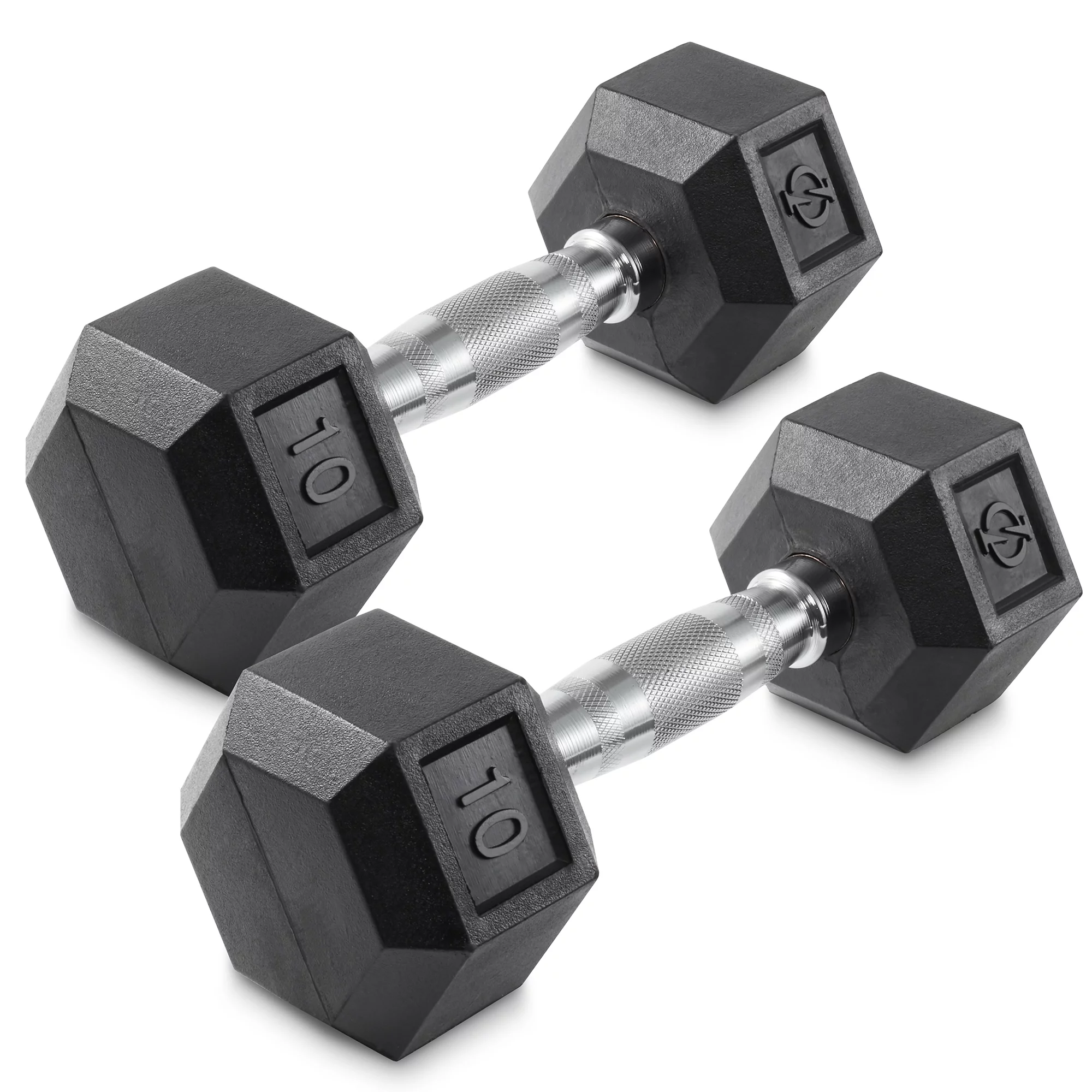 Philosophy Gym Rubber Coated Hex Dumbbell Hand Weights, 45 lb Pair - Womvr