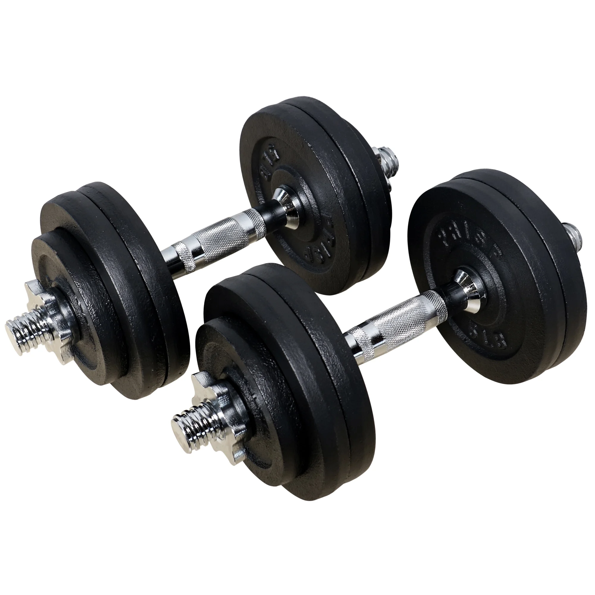 PRISP Adjustable Weight Dumbbells Set - Includes 2 Bars, Cast Iron Plates and Threaded Collars - Womvr