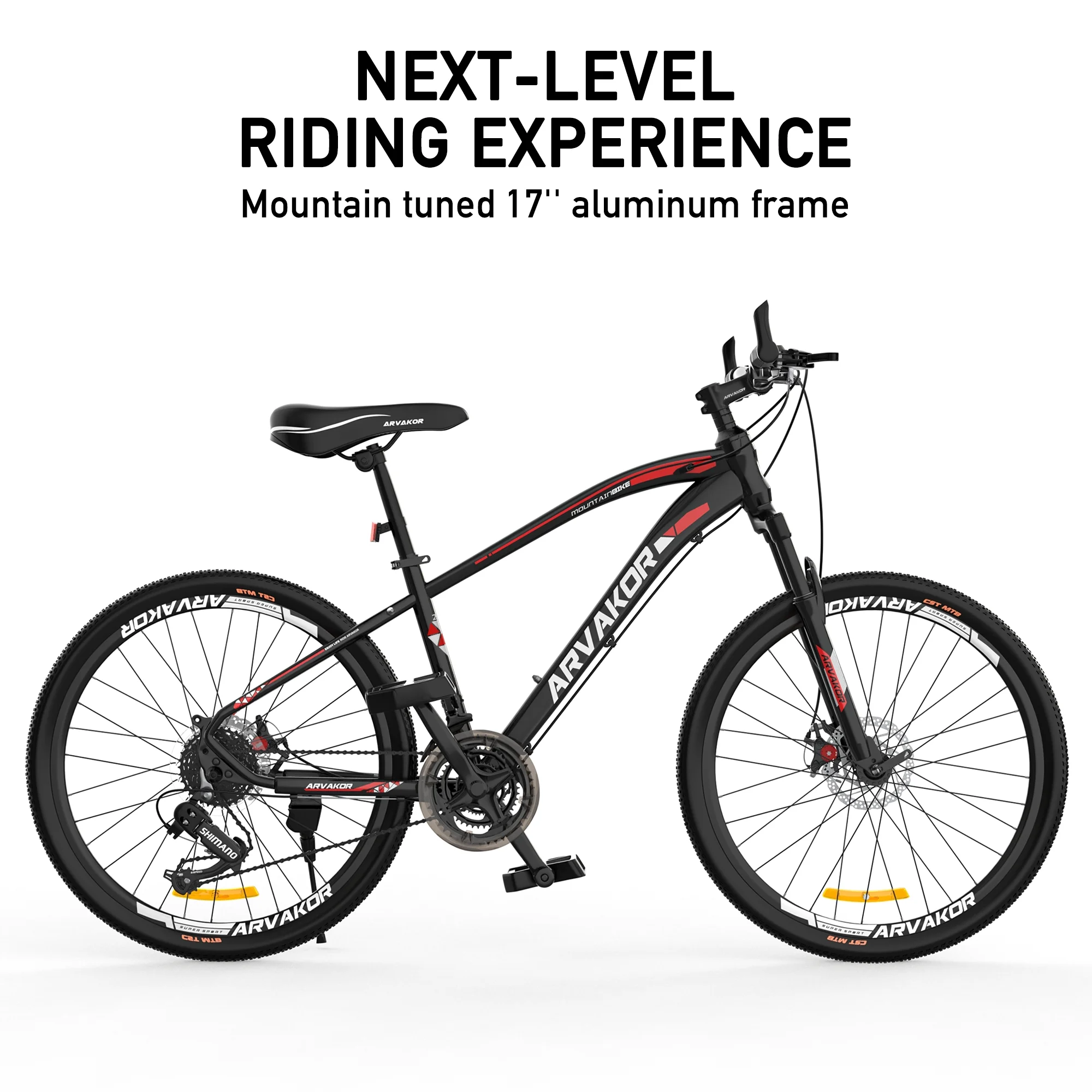 ARVAKOR 26'' Mountain Bike with Daul Disc Brakes, 21 Speed, Aluminium Alloy Frame MTB, Black - Womvr