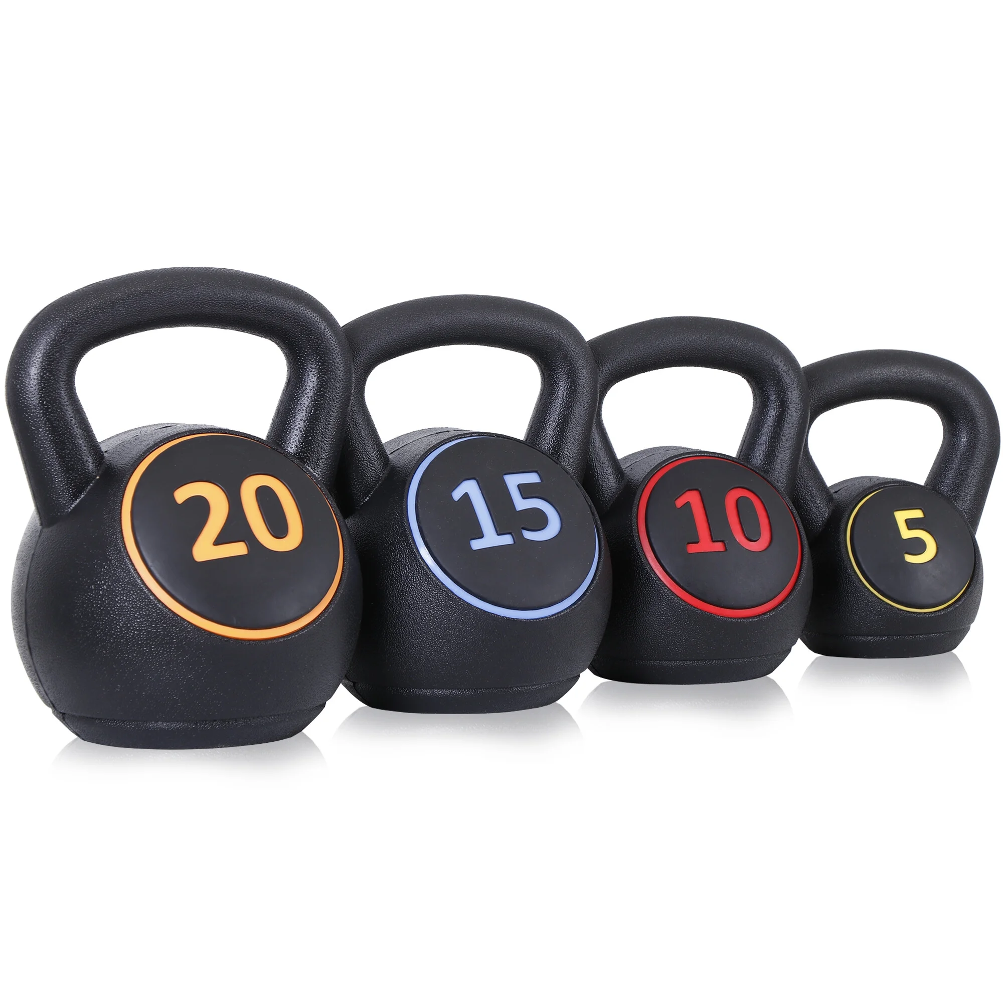 ZenSports 3 Piece Kettlebell Set - 5lb 10lb 15lb Workout Fitness Weight Set W/ Storage Rack - Womvr