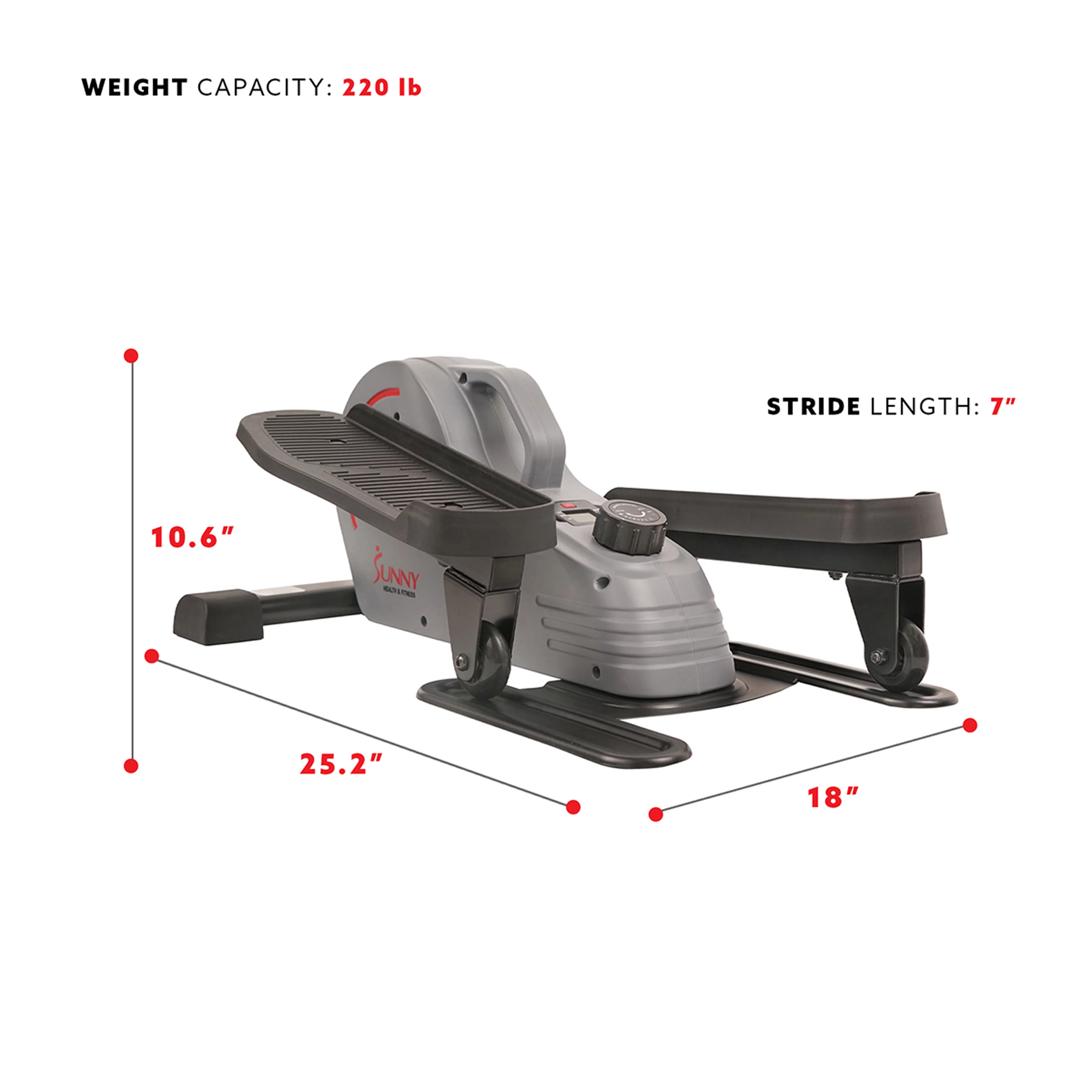 Sunny Health & Fitness Compact Magnetic Standing Elliptical Machine w/ Handlebars - Portable Workout Stepper for Home, SF-E3988 - Womvr