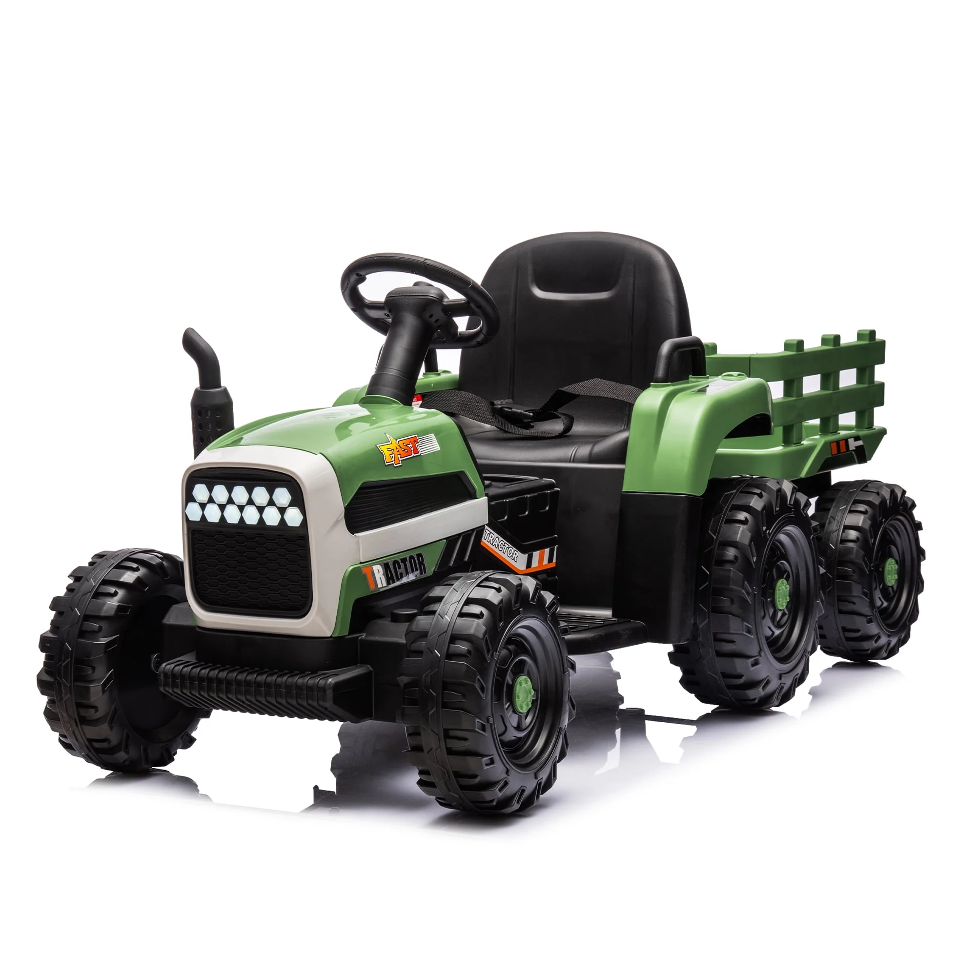 HNH 24V Ride on Toy,Kids Ride On Tractor with Trailer & Remote,Electric Car Toy with Bluetooth - Womvr