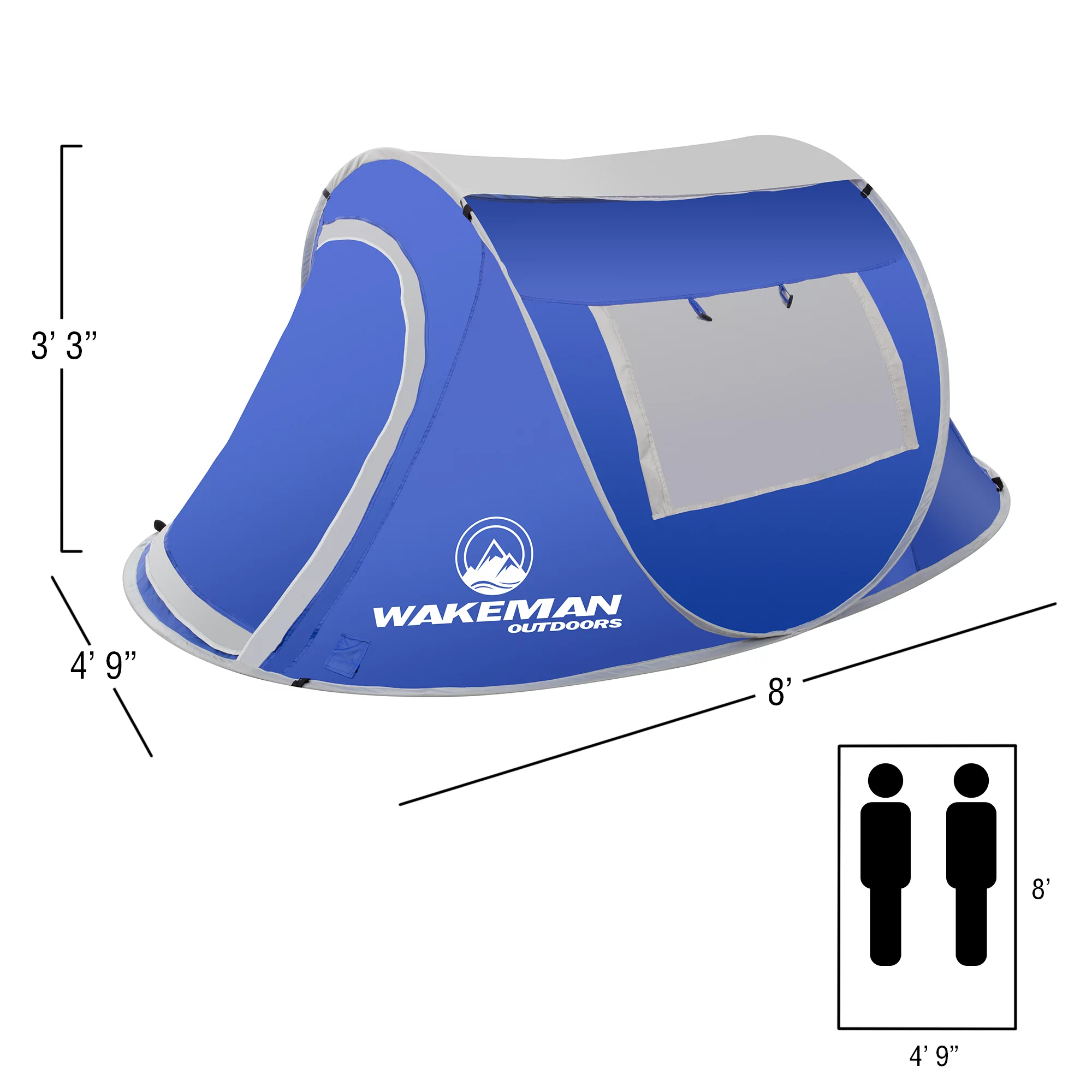Wakeman Outdoors Water-Resistant 2-Person Pop-up Tent (Blue) - Womvr